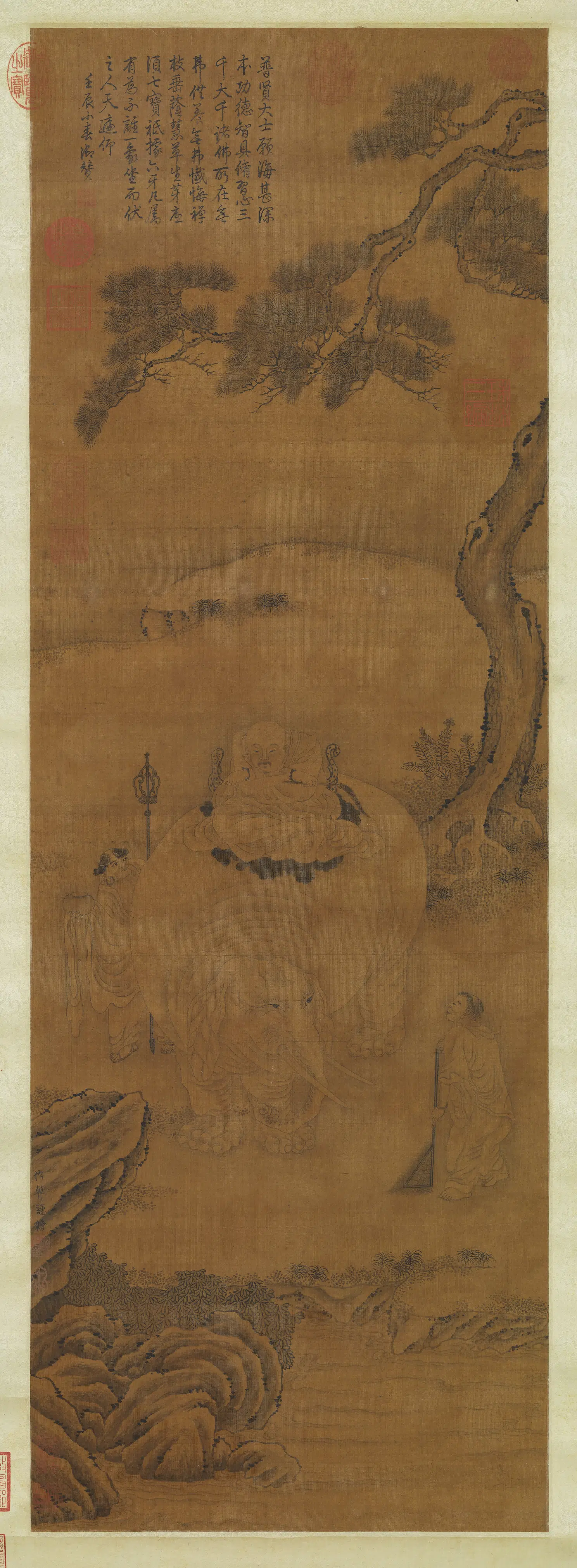 明朝【仇英】《画普贤像图轴》