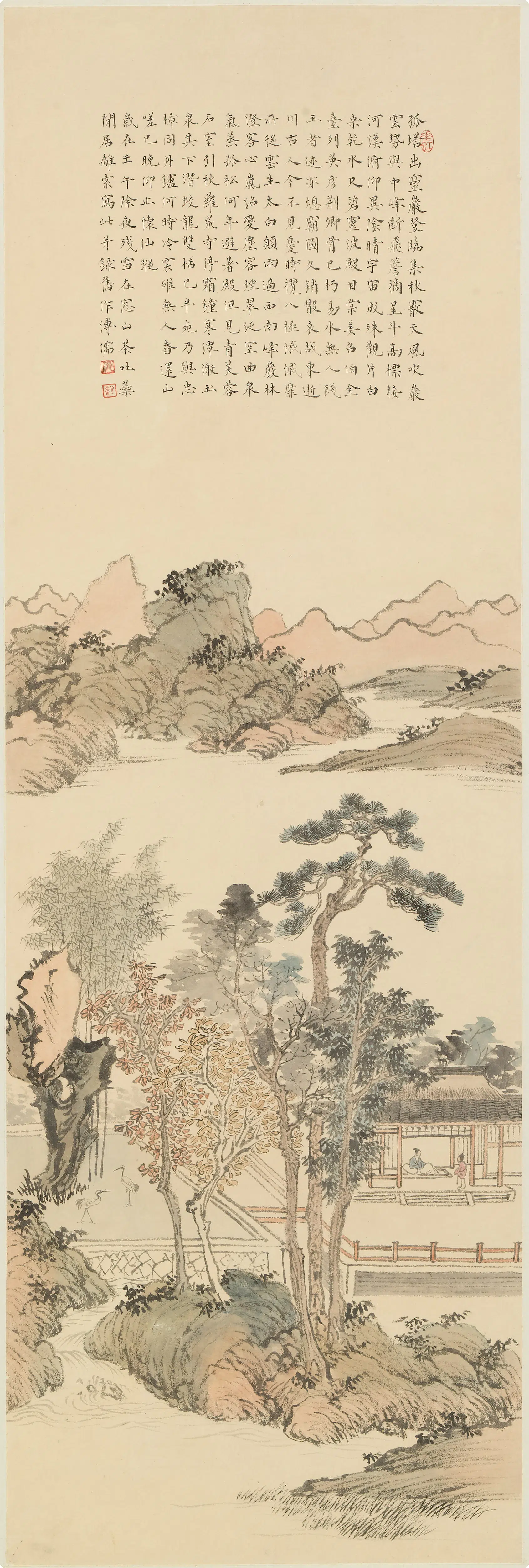 近现代【溥儒（溥心畬）】《草堂闲居图轴》