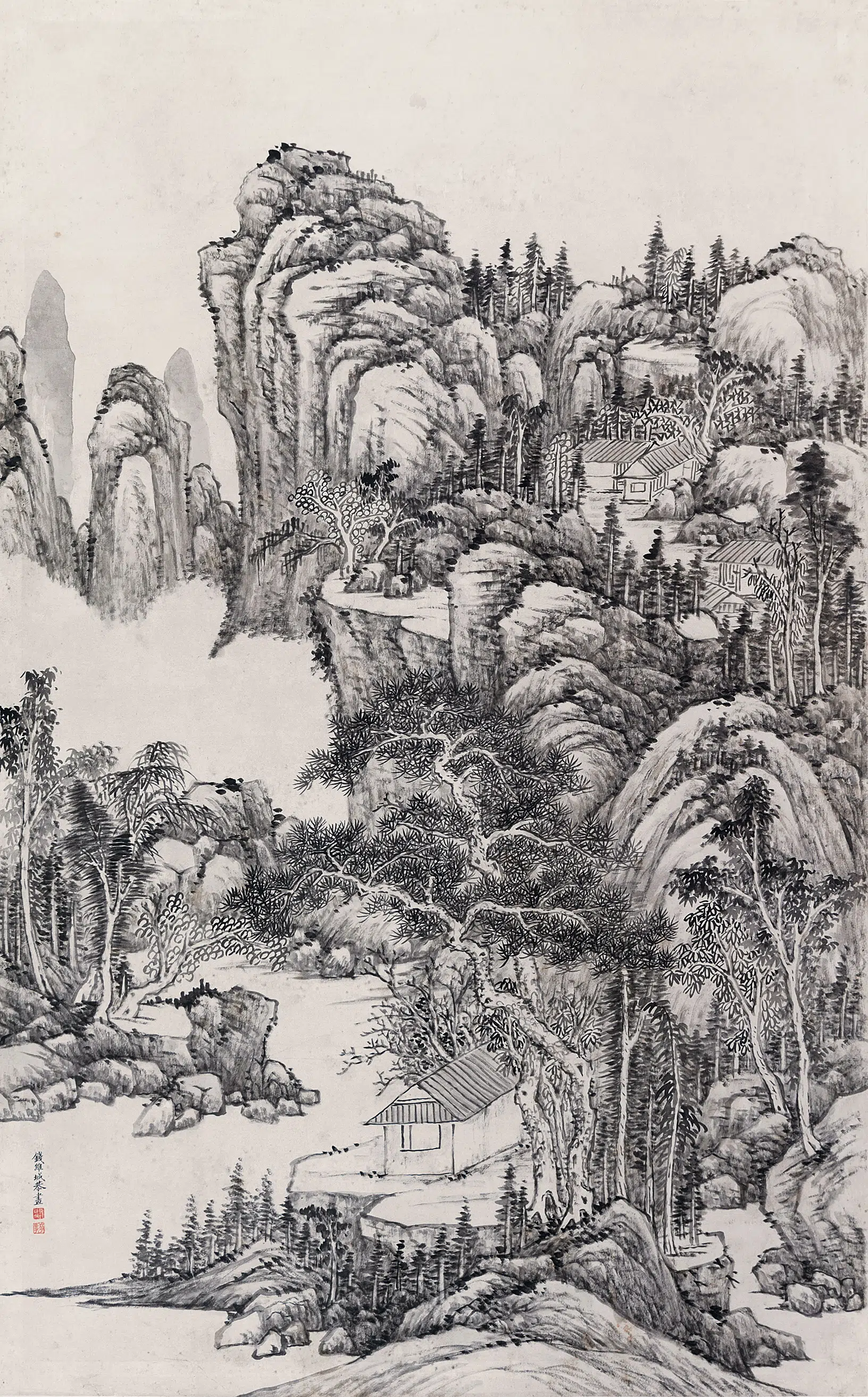 清代【钱维城】《钱维城山水图》