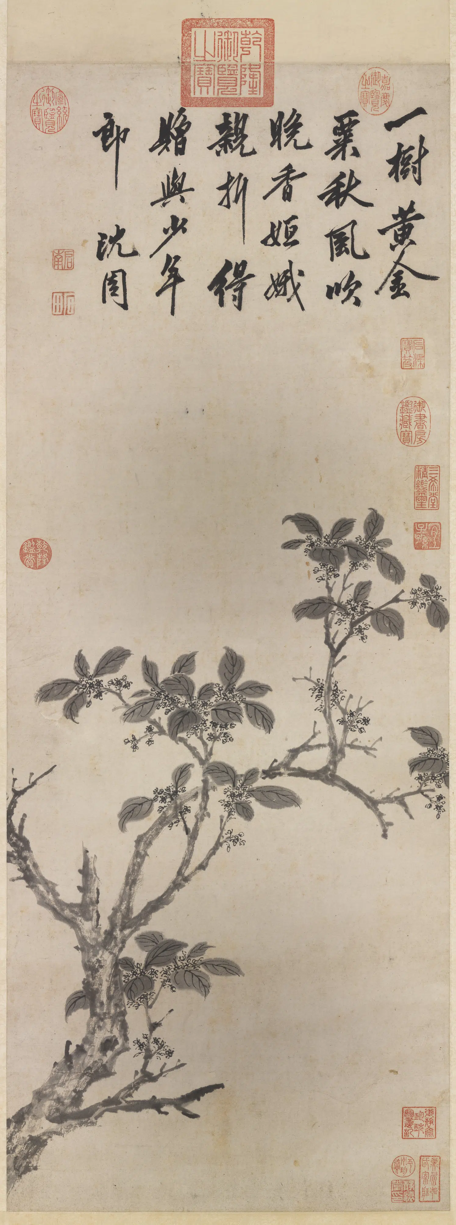 明朝【沈周】《金粟晚香图轴》