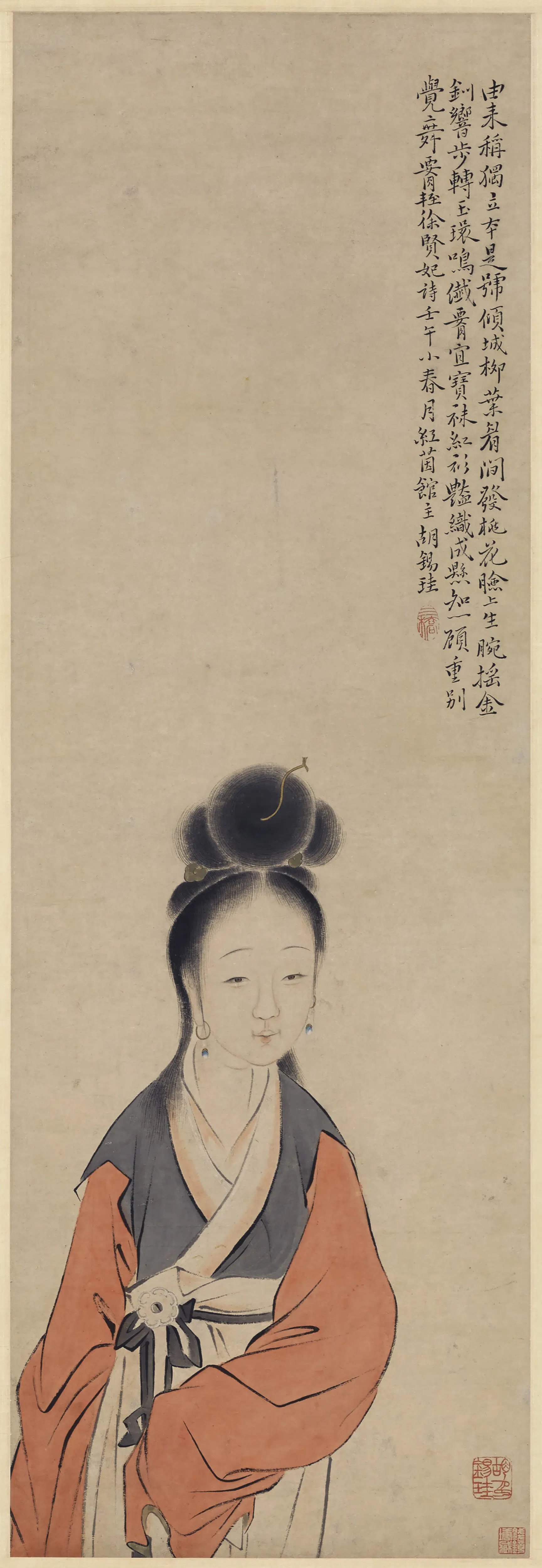 清代【胡锡珪】《仕女图轴》