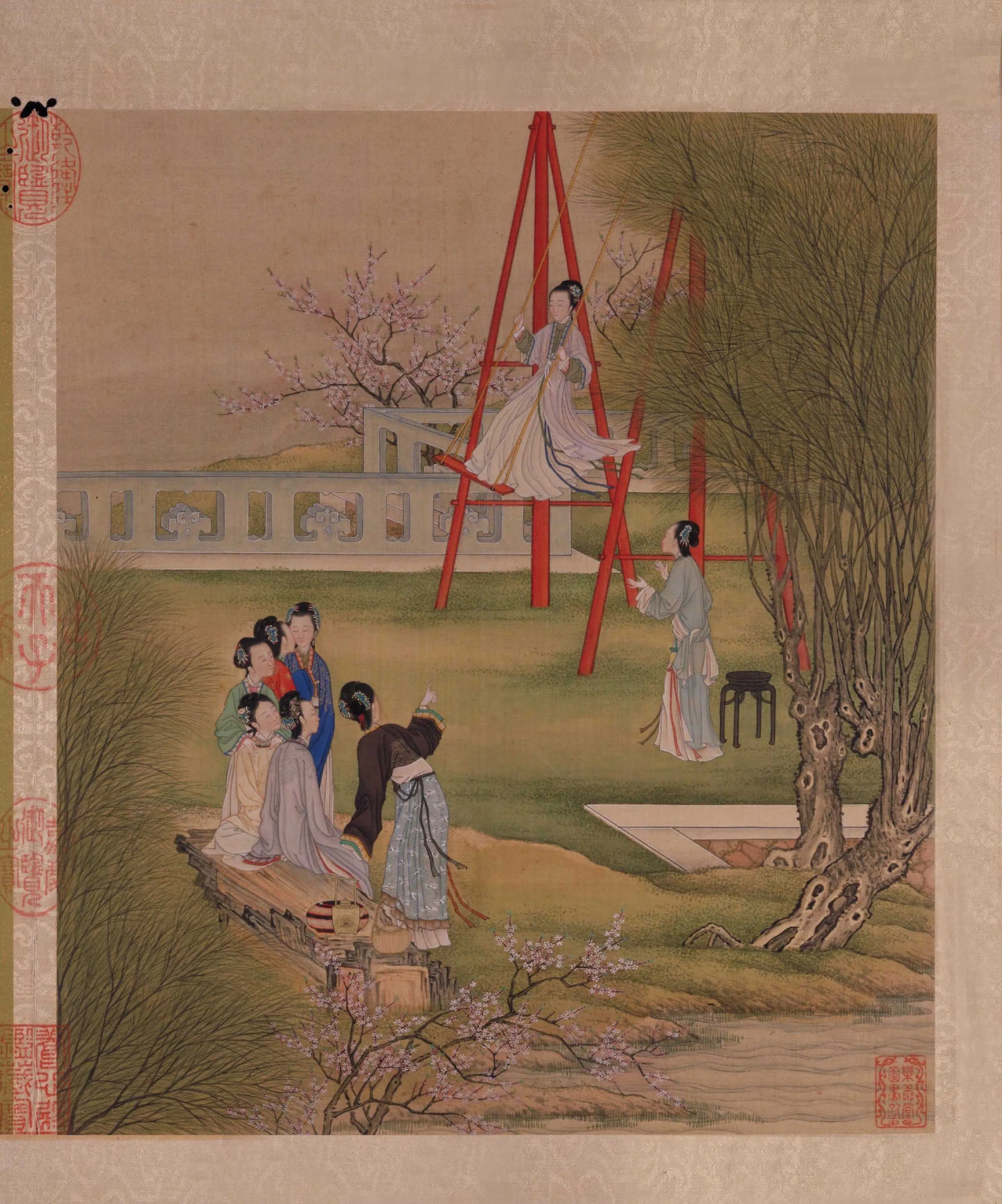 清代【陈枚】《月曼清游图册十二开-(碧池采莲)》 第12张 清代【陈枚】《月曼清游图册十二开-(碧池采莲)》 第12张