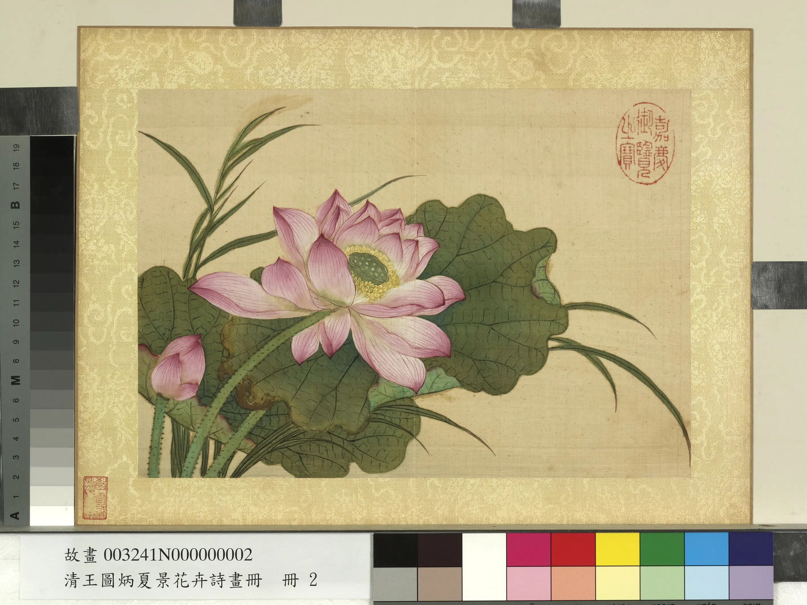 清代【王图炳】《夏景花卉诗画册-莲花》