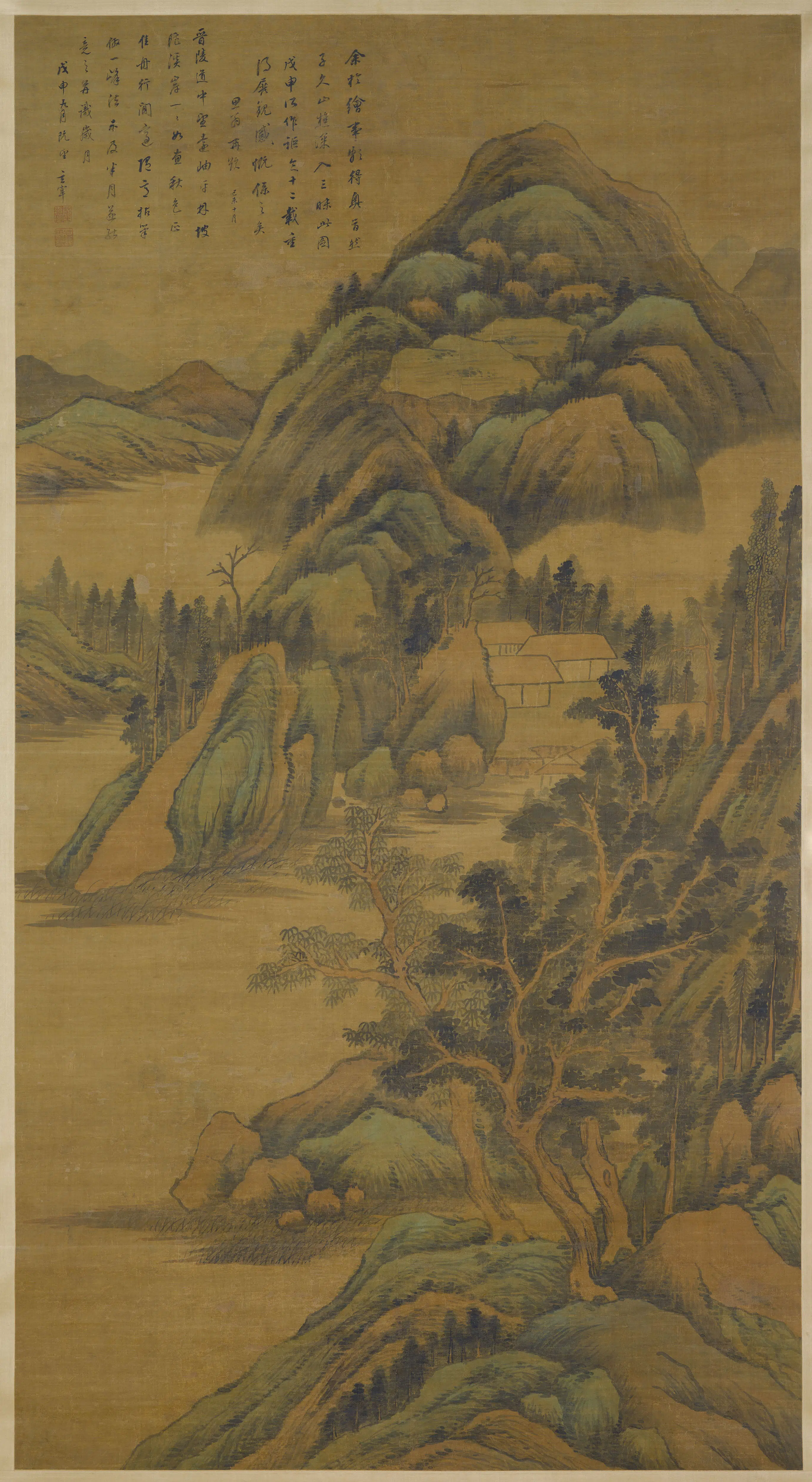 明朝【董其昌】《晋陵秋色图轴》
