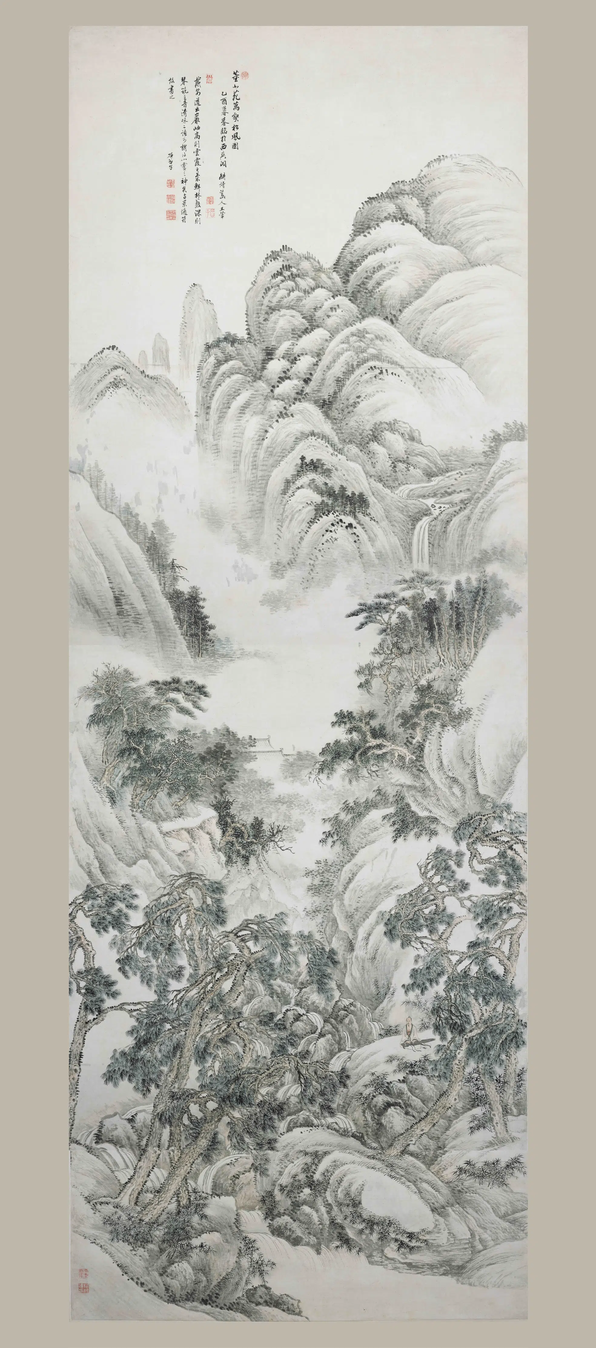 清代【王翚】《仿董源万壑松风图轴》