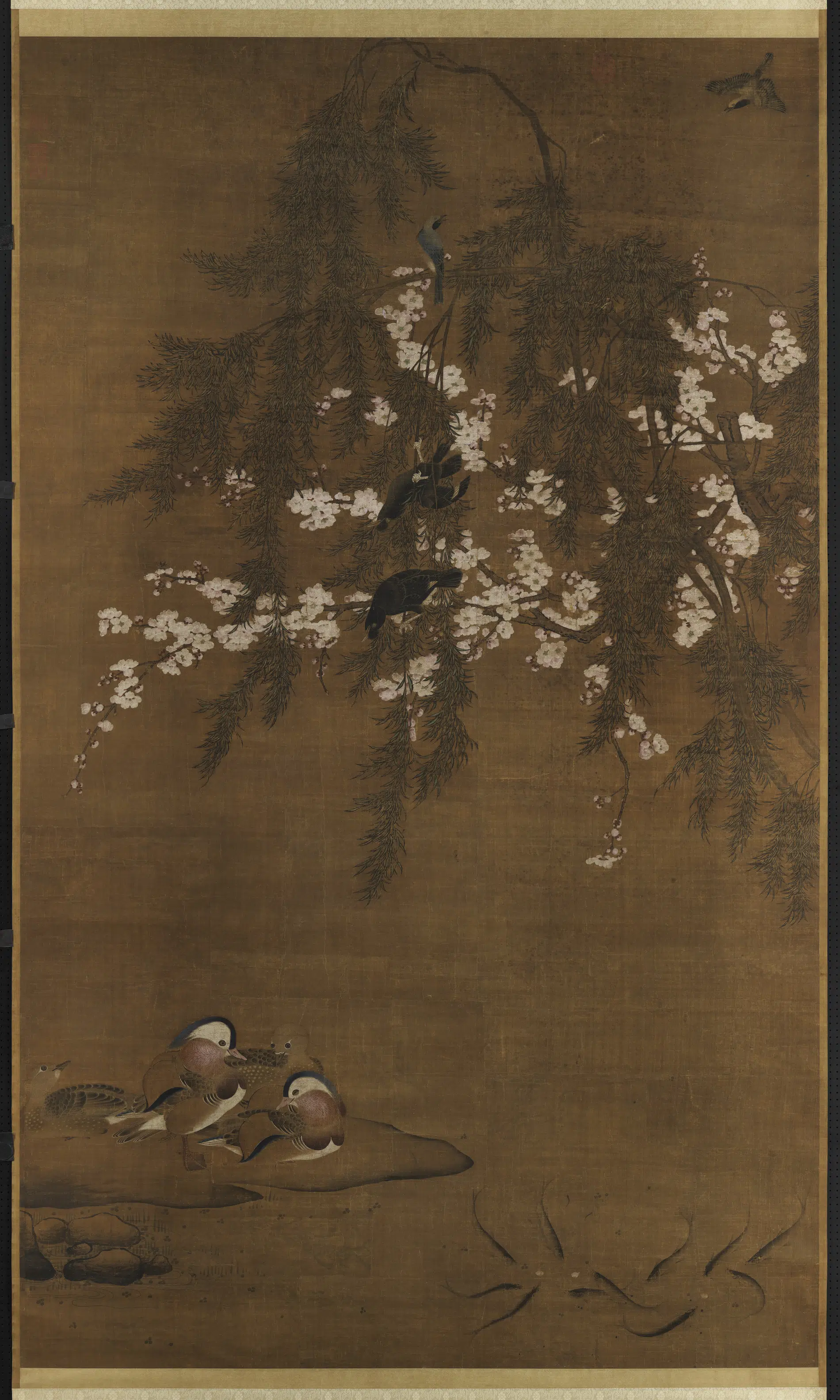 明朝【吕纪】《画花卉翎毛图轴》