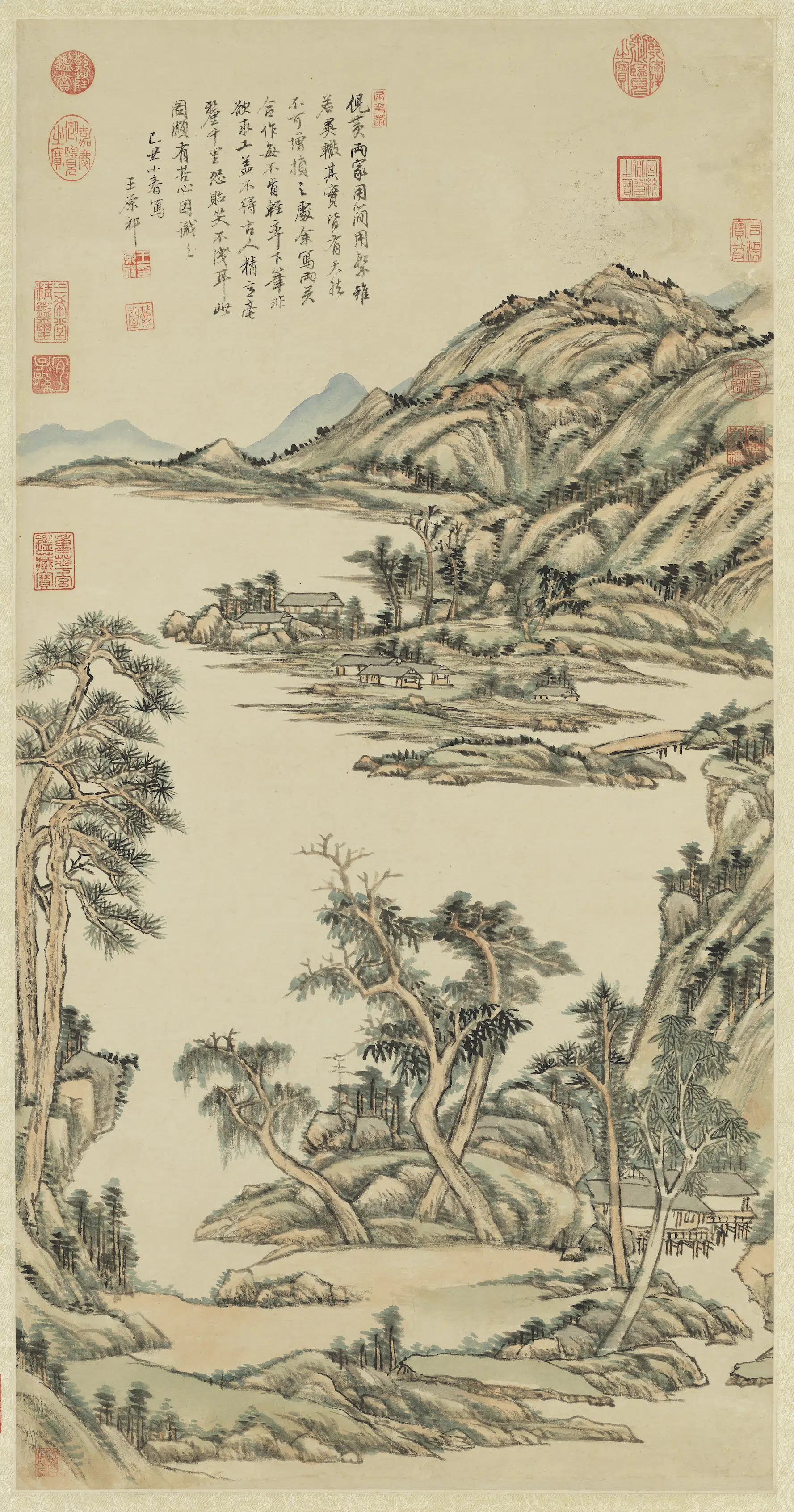 清代【王原祁】《仿倪黄山水图轴》