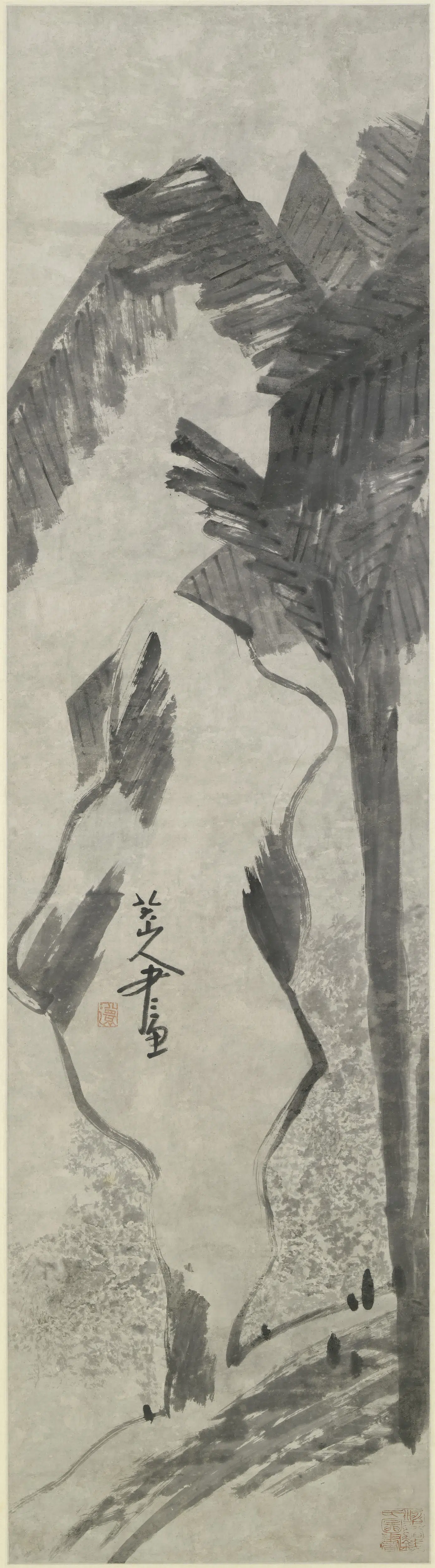清代【朱耷】《蕉石图轴》