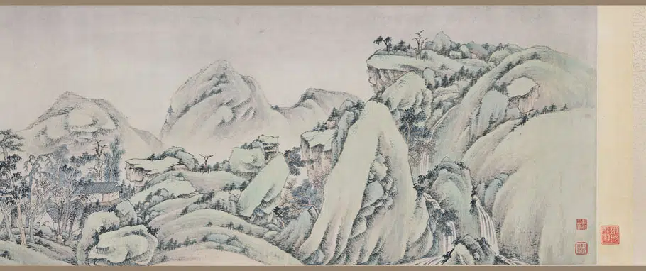 清代【萧云从】《青绿山水图卷》 第9张 清代【萧云从】《青绿山水图卷》 第9张
