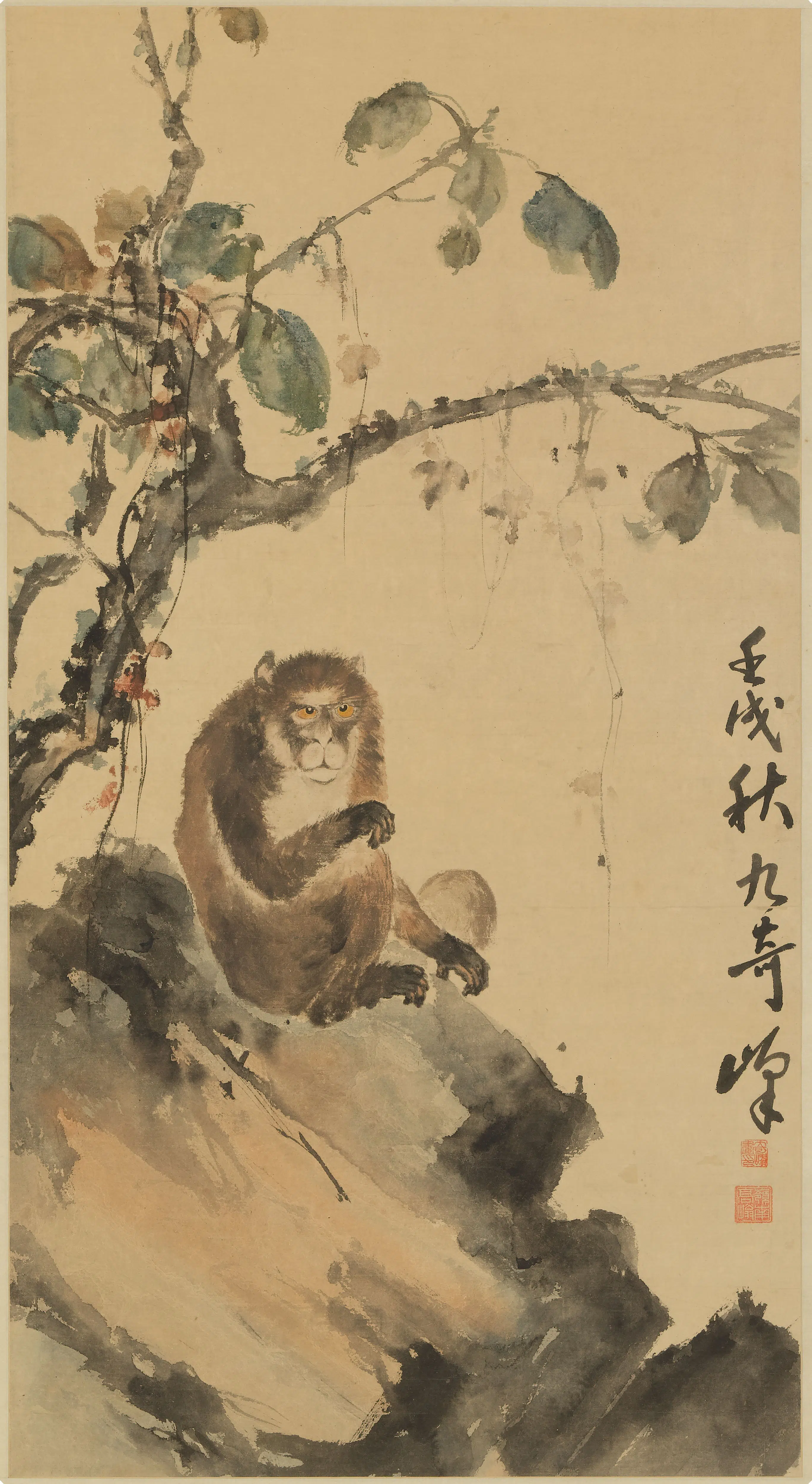 近现代【高奇峰】《猴图轴》