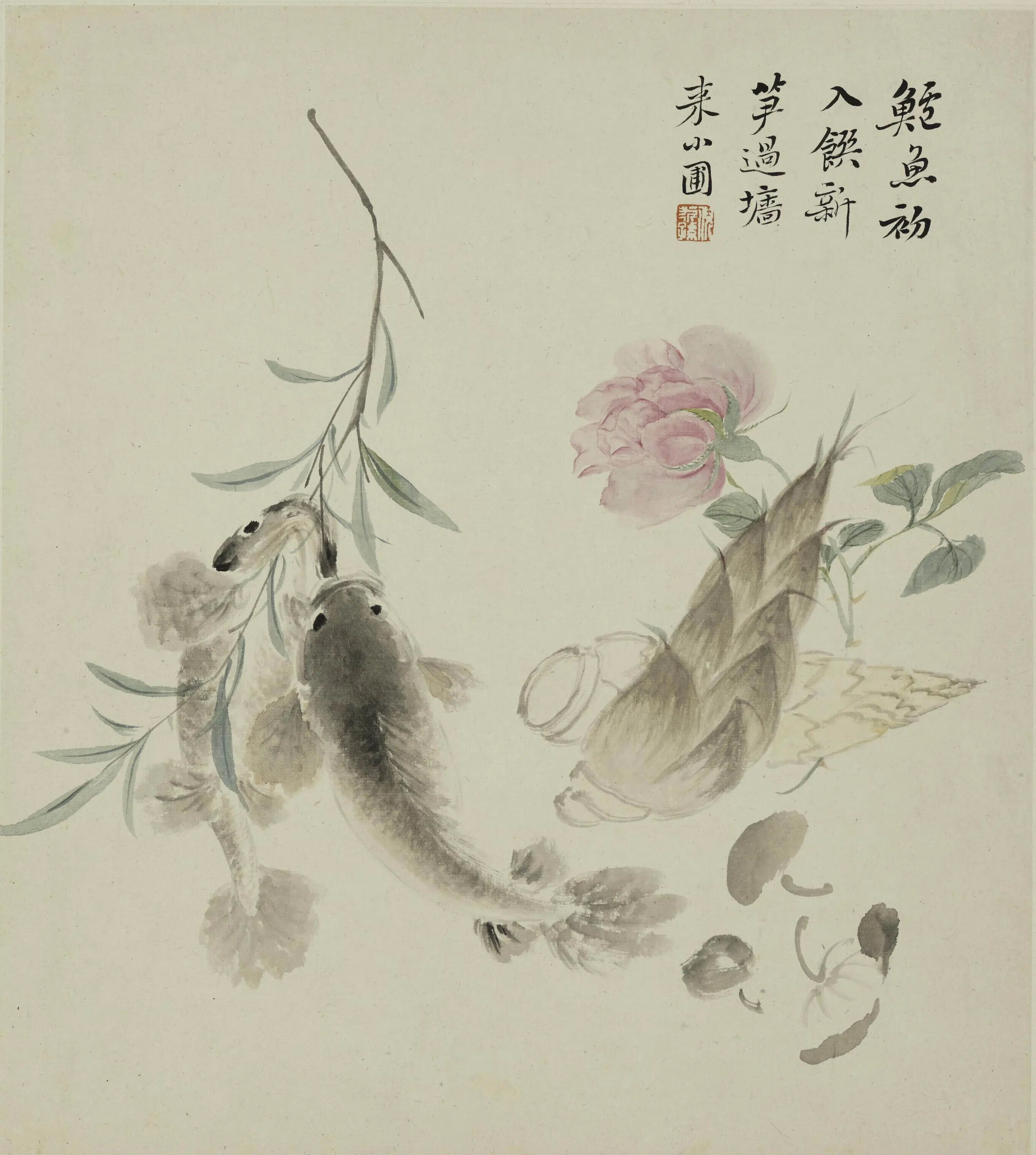 清代【倪耘】《鲈鱼新笋图页》 第1张