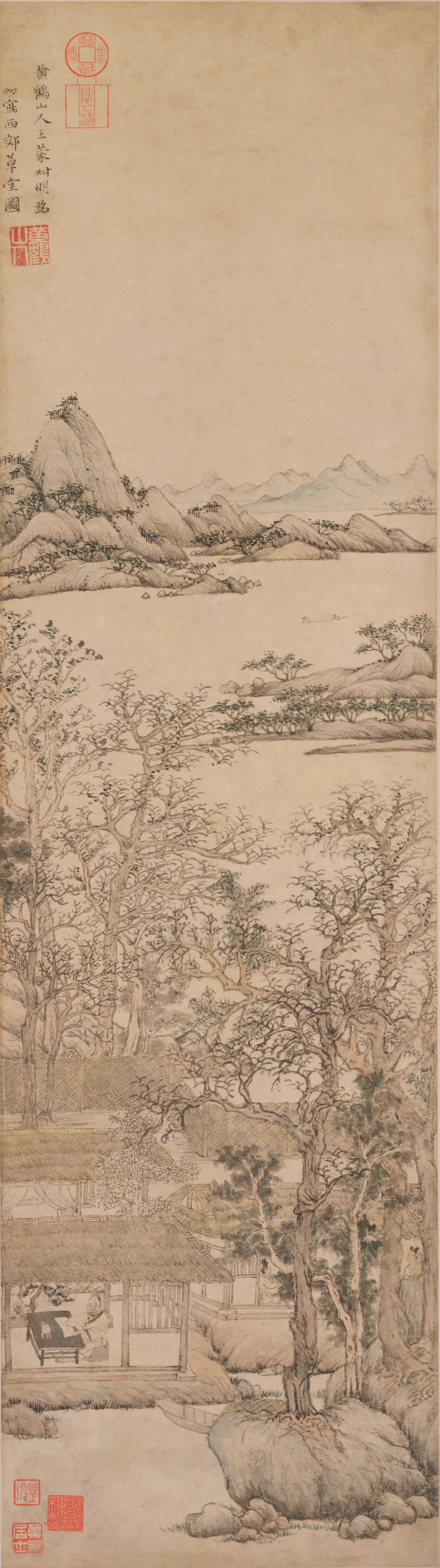 元朝【王蒙】《西郊草堂图轴》