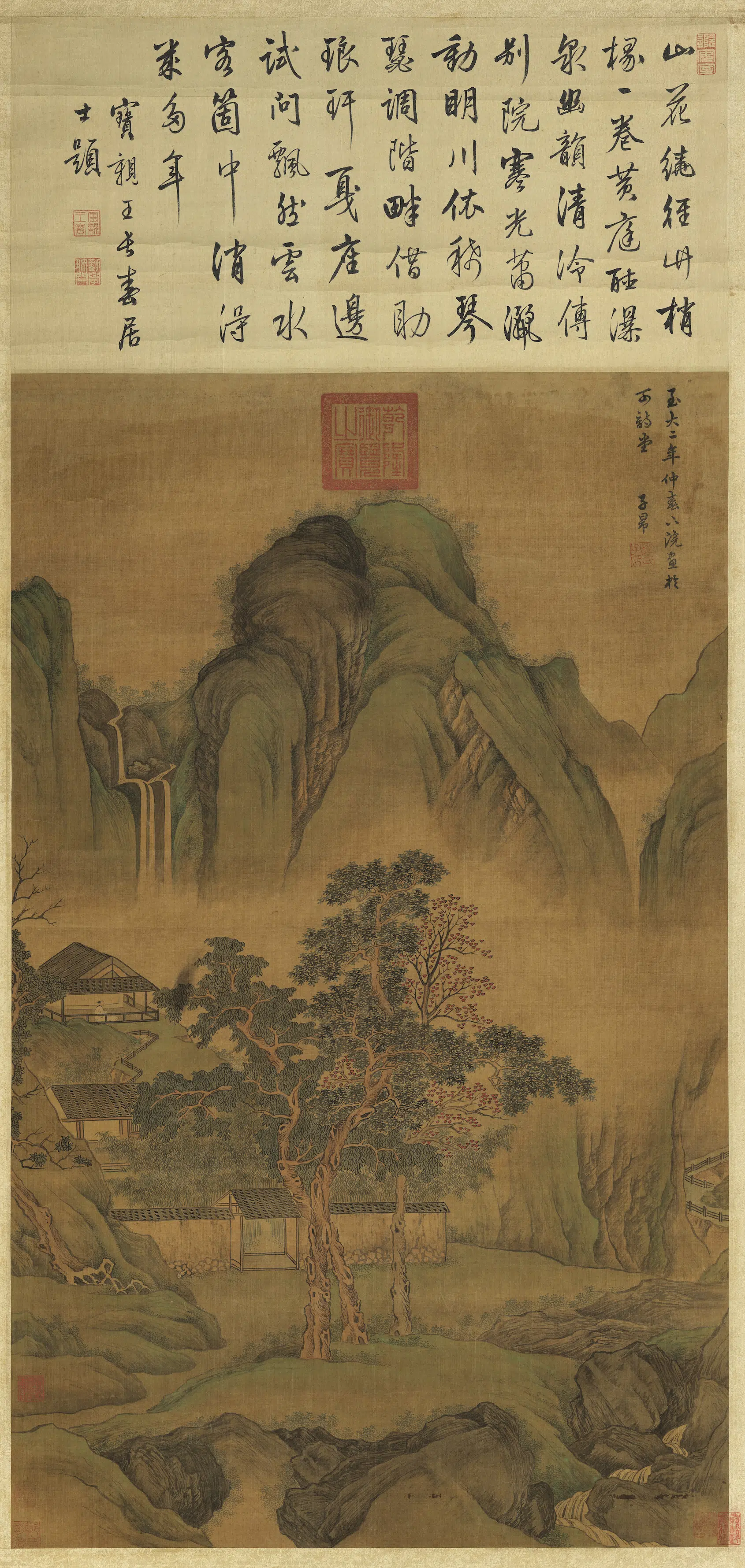 元朝【赵孟頫】《竹院鸣泉图轴》