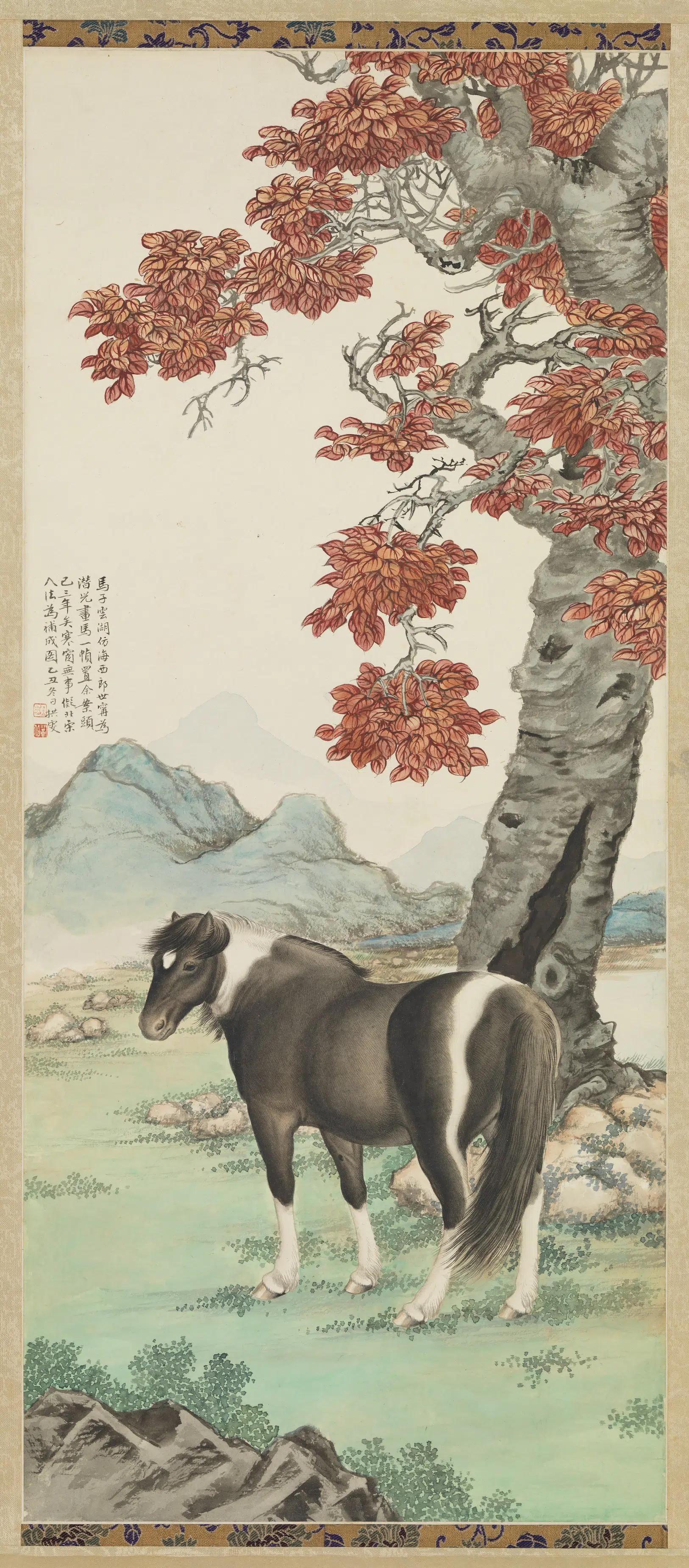 民国【金城马晋】《民国马晋画马金城补图轴》