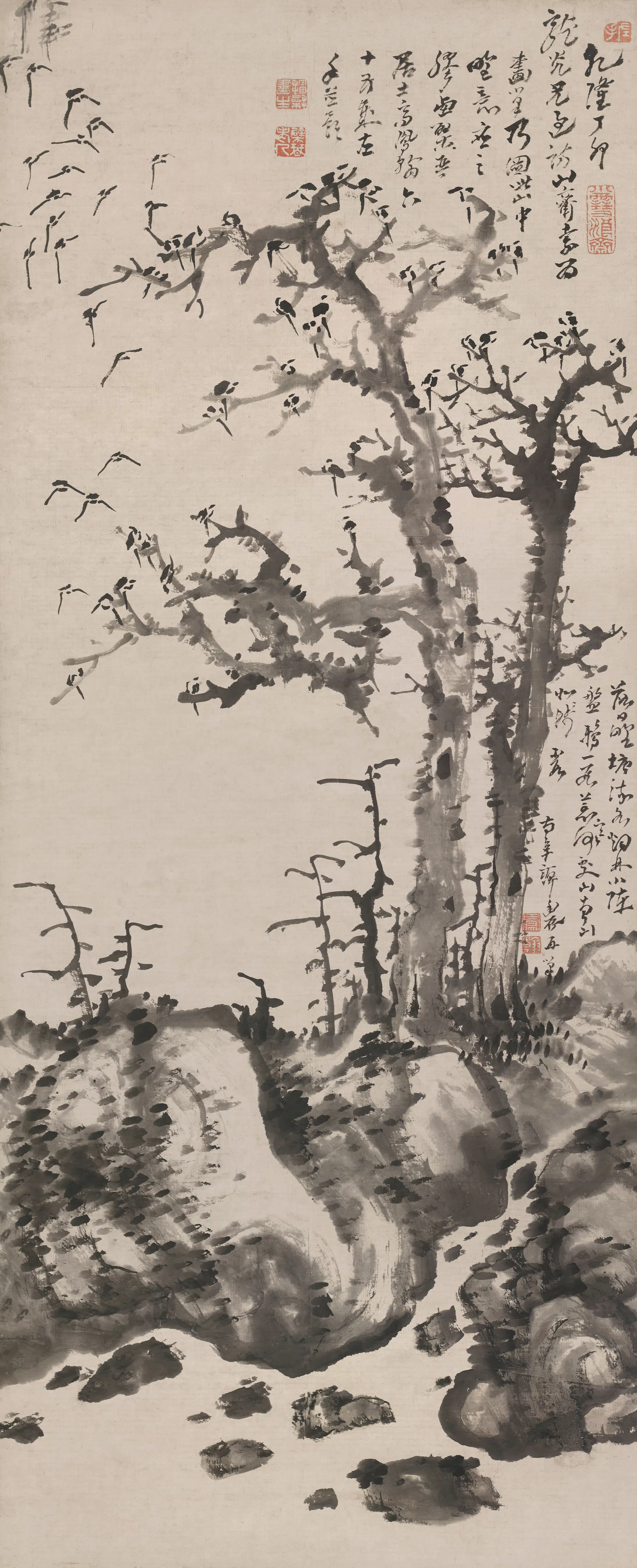 清代【高凤翰】《枯树寒鸦图轴》
