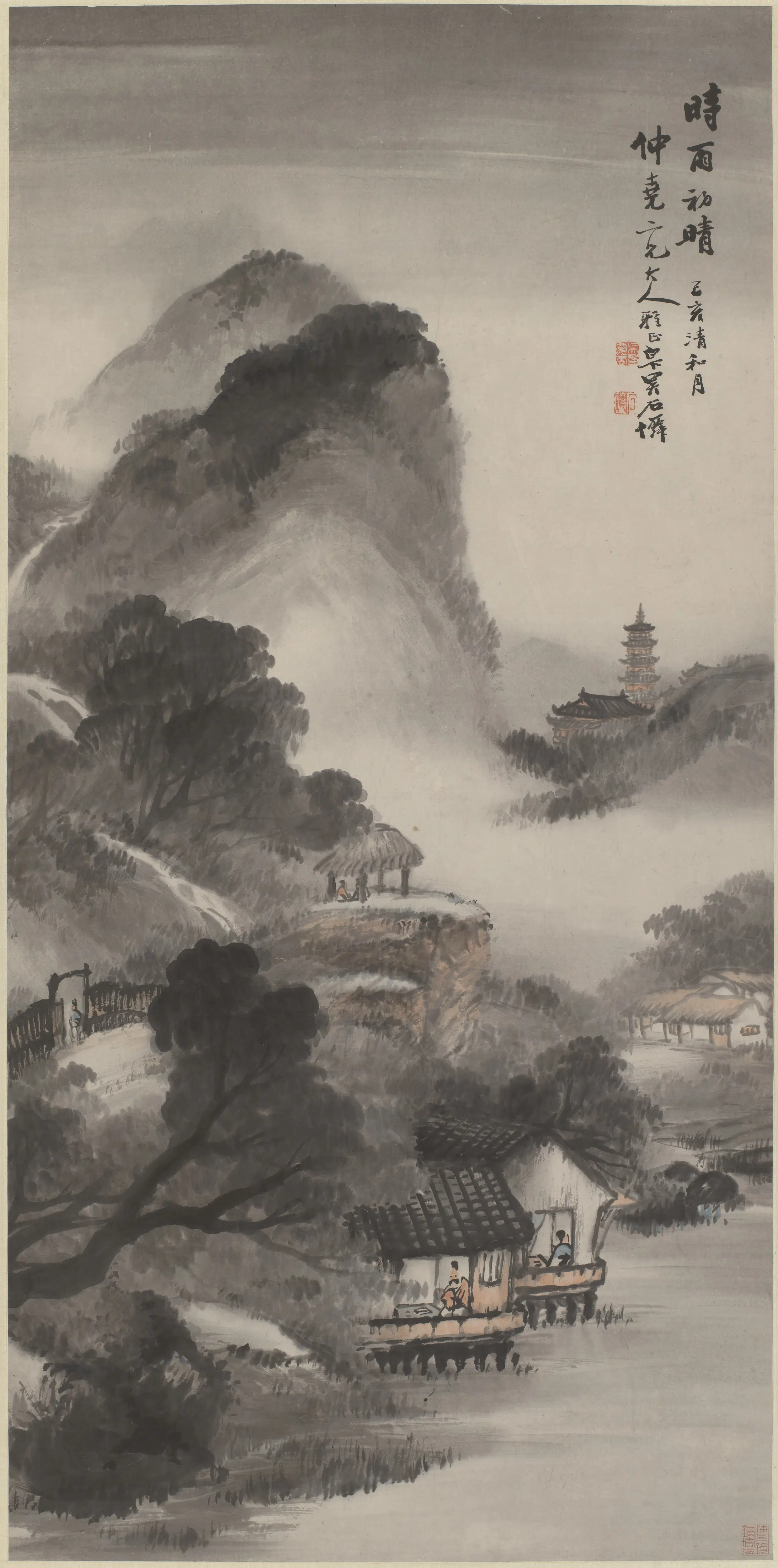 清代【吴石仙（僊）】《时雨初晴图轴》