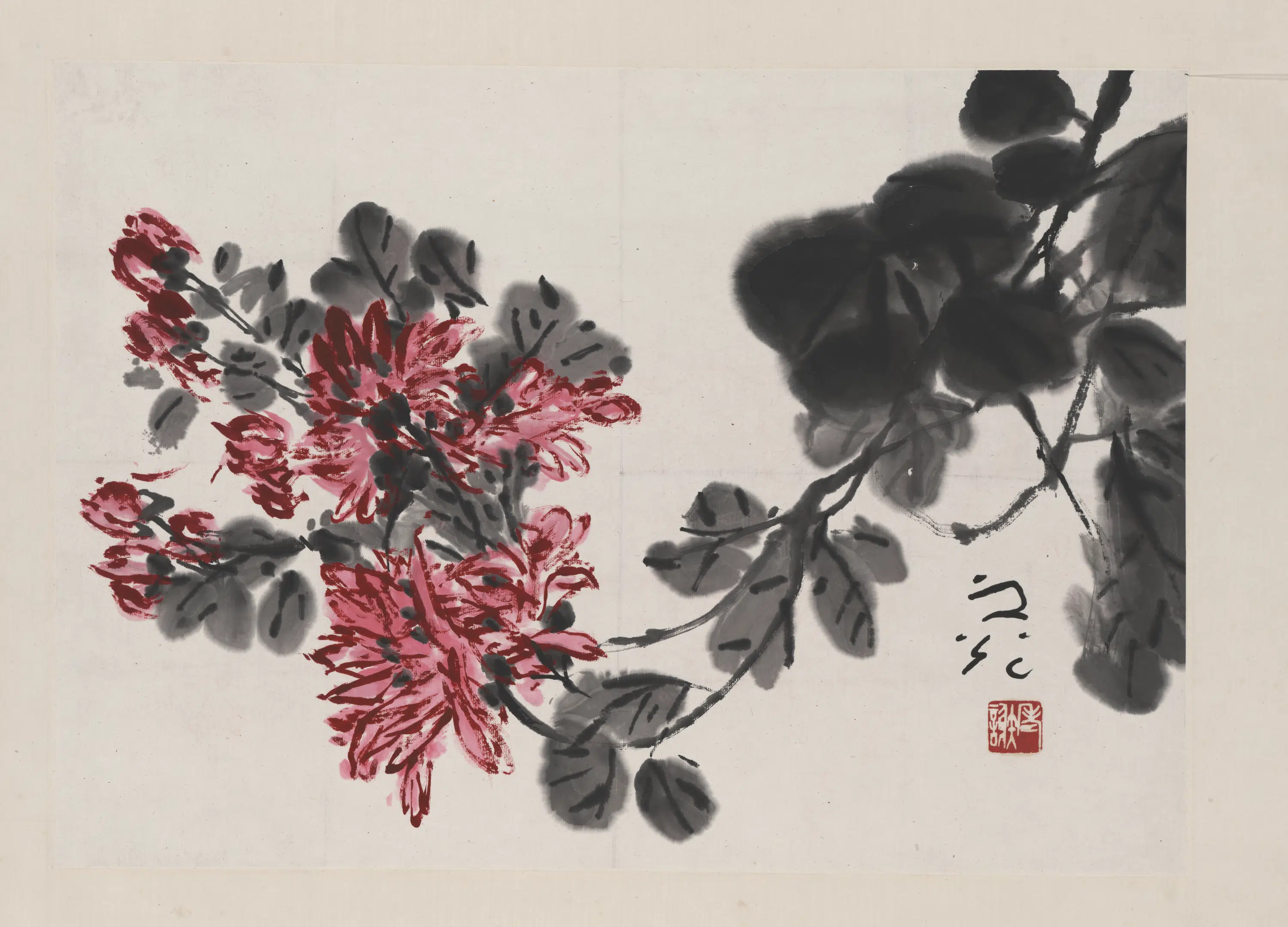 近现代【谢之光】《菊花图轴-1》