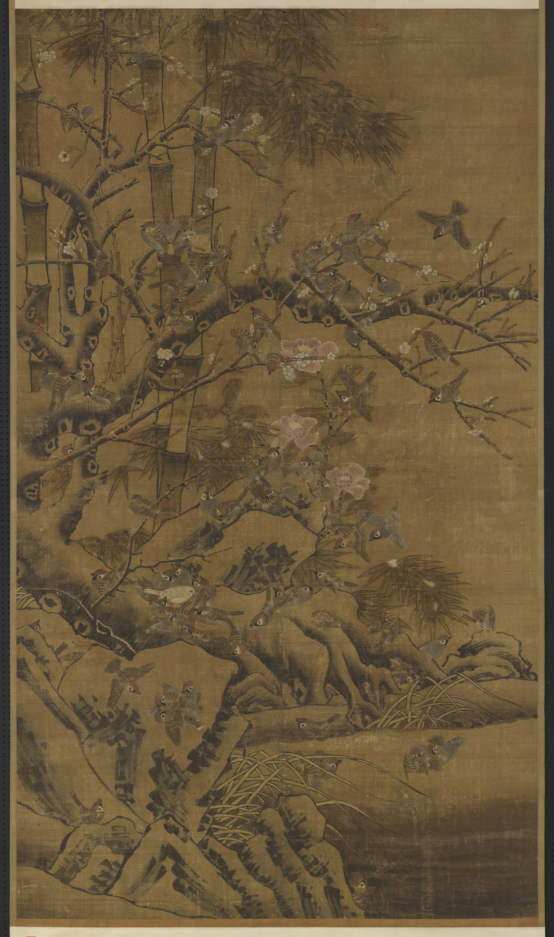 元代《元人岁朝百爵图轴》