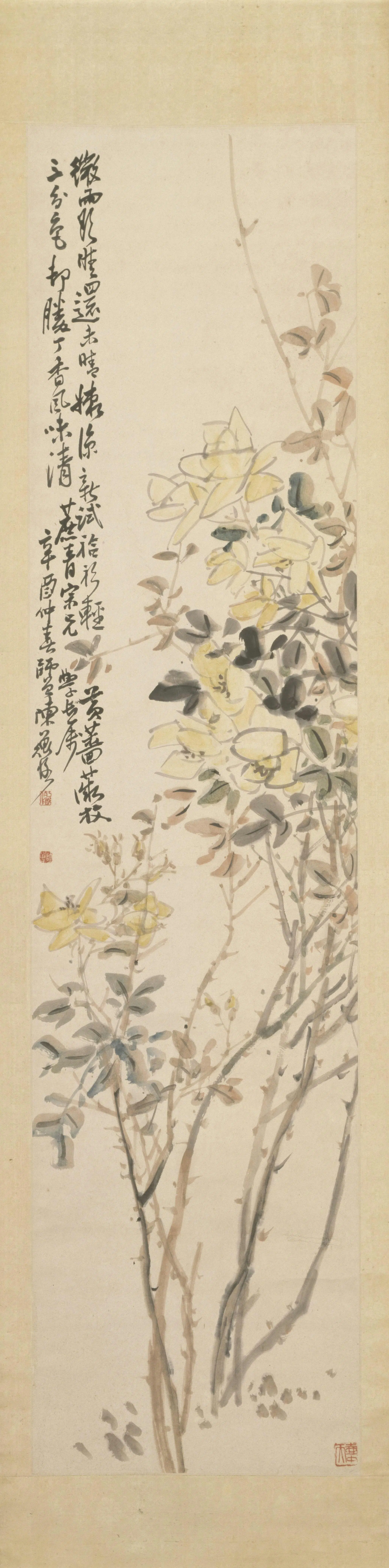近现代【陈师曾】《蔷薇图轴》