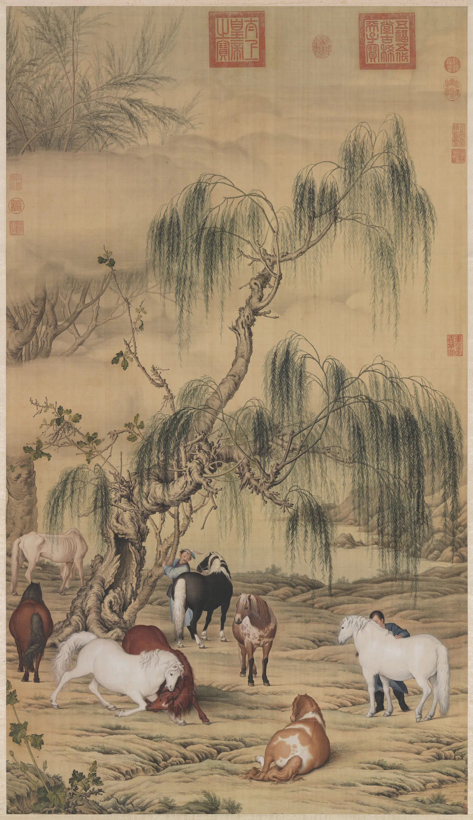 清代【郎世宁】《八骏图轴》 第1张