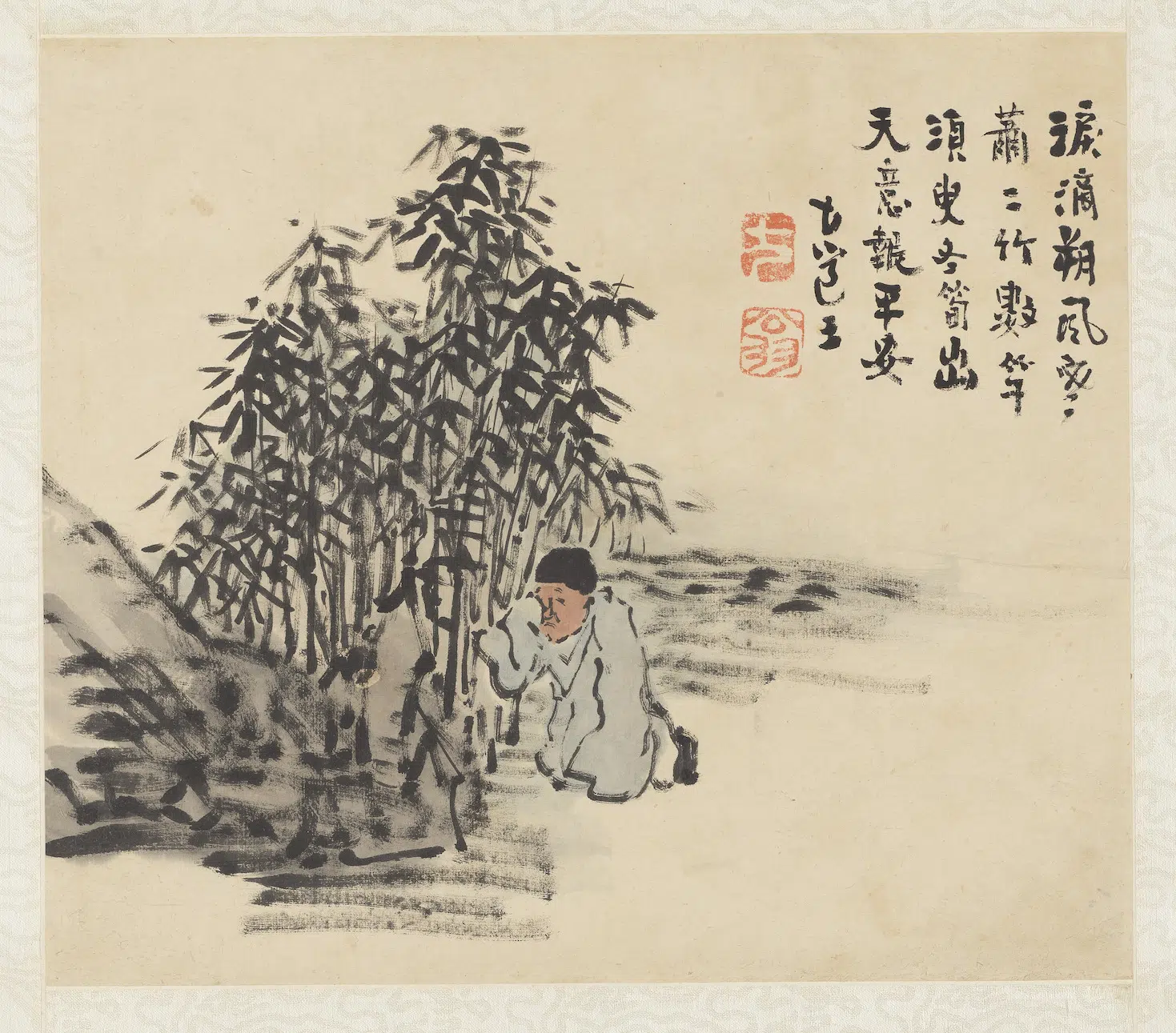 清代【曾衍东】《二十四孝八屏图轴-哭竹生笋》