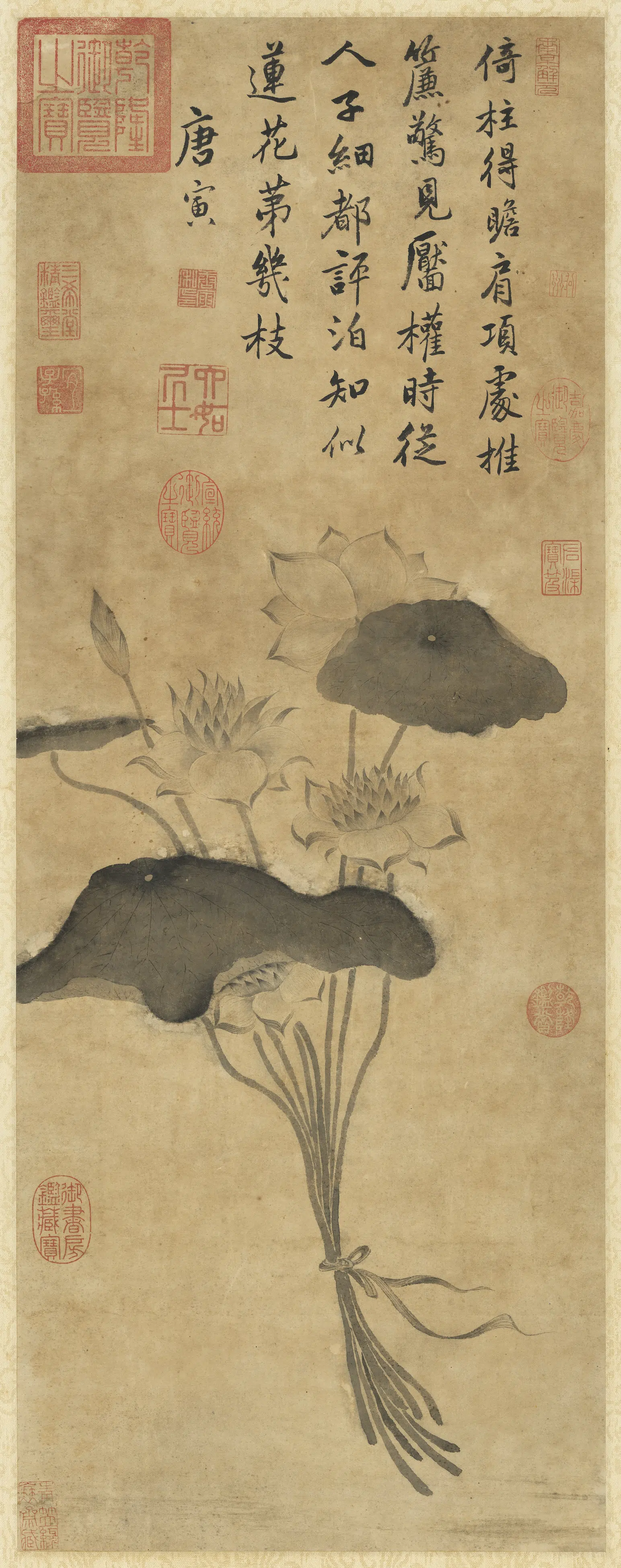 明朝【唐寅】《芙蕖图轴》