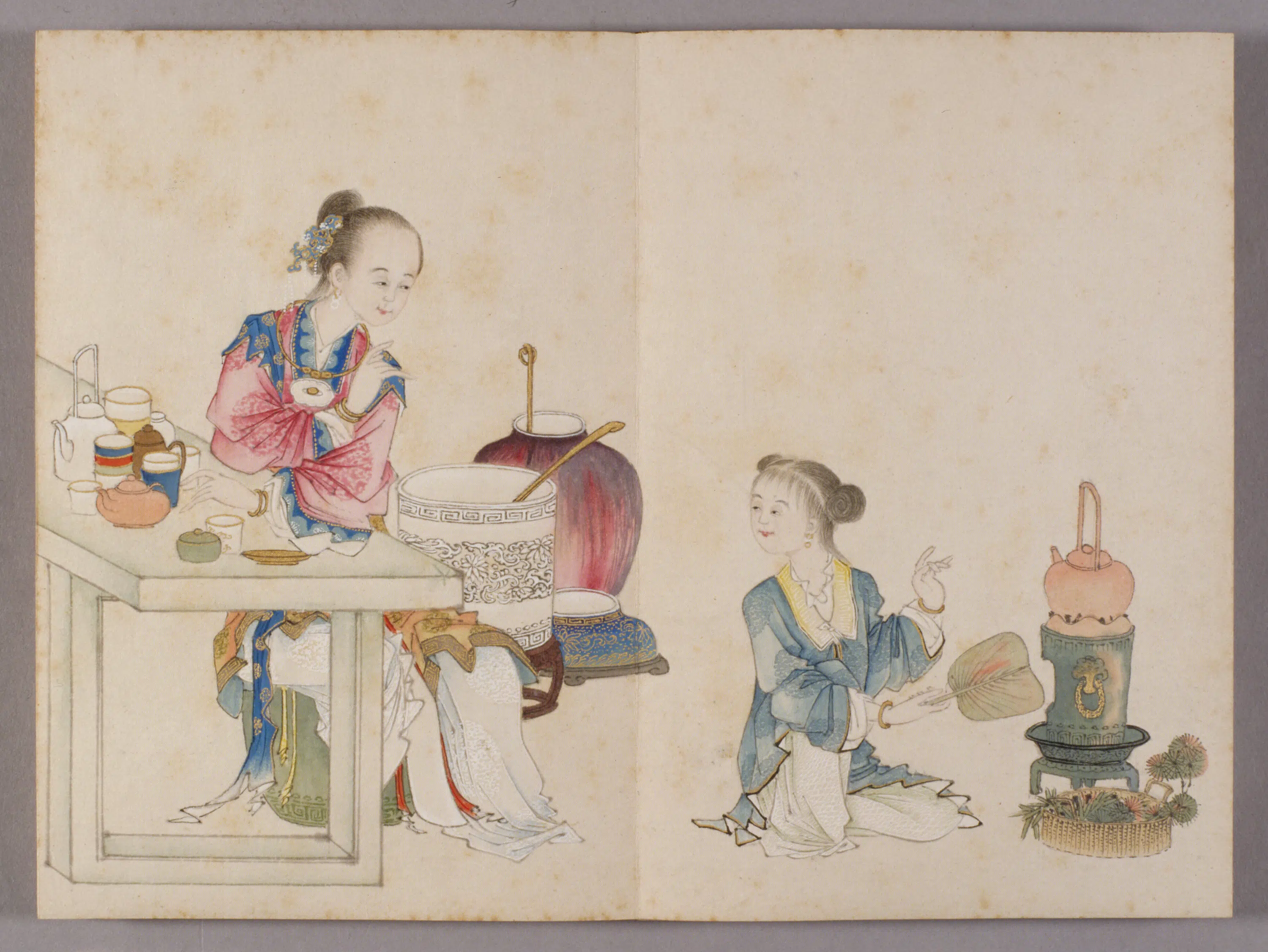 清代【喻兰】《仕女清娱图册（8开）》 第2张