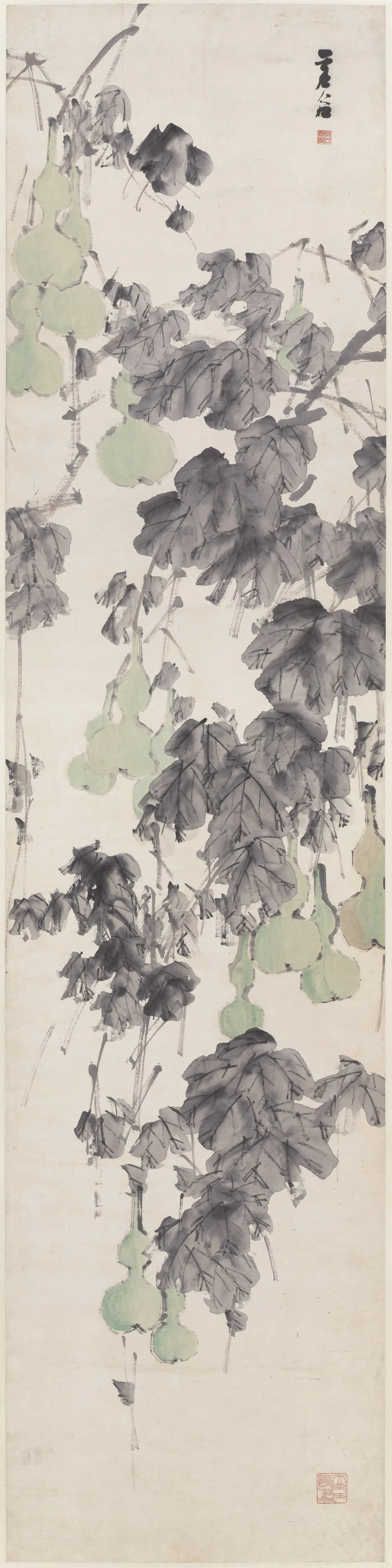 清代【虚谷】《写葫芦图轴》