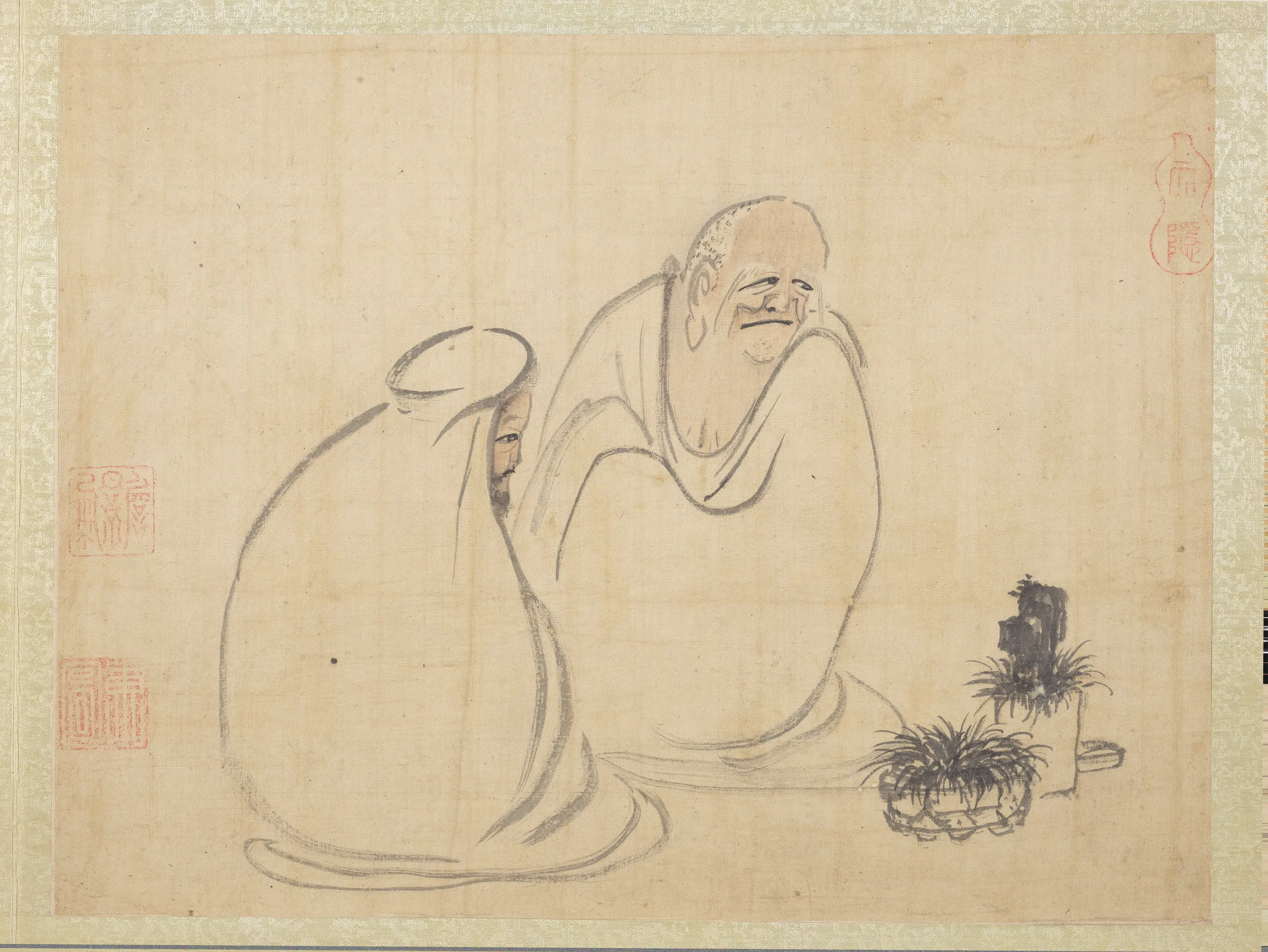 元代《元人画十八应真像册-应真（七）》