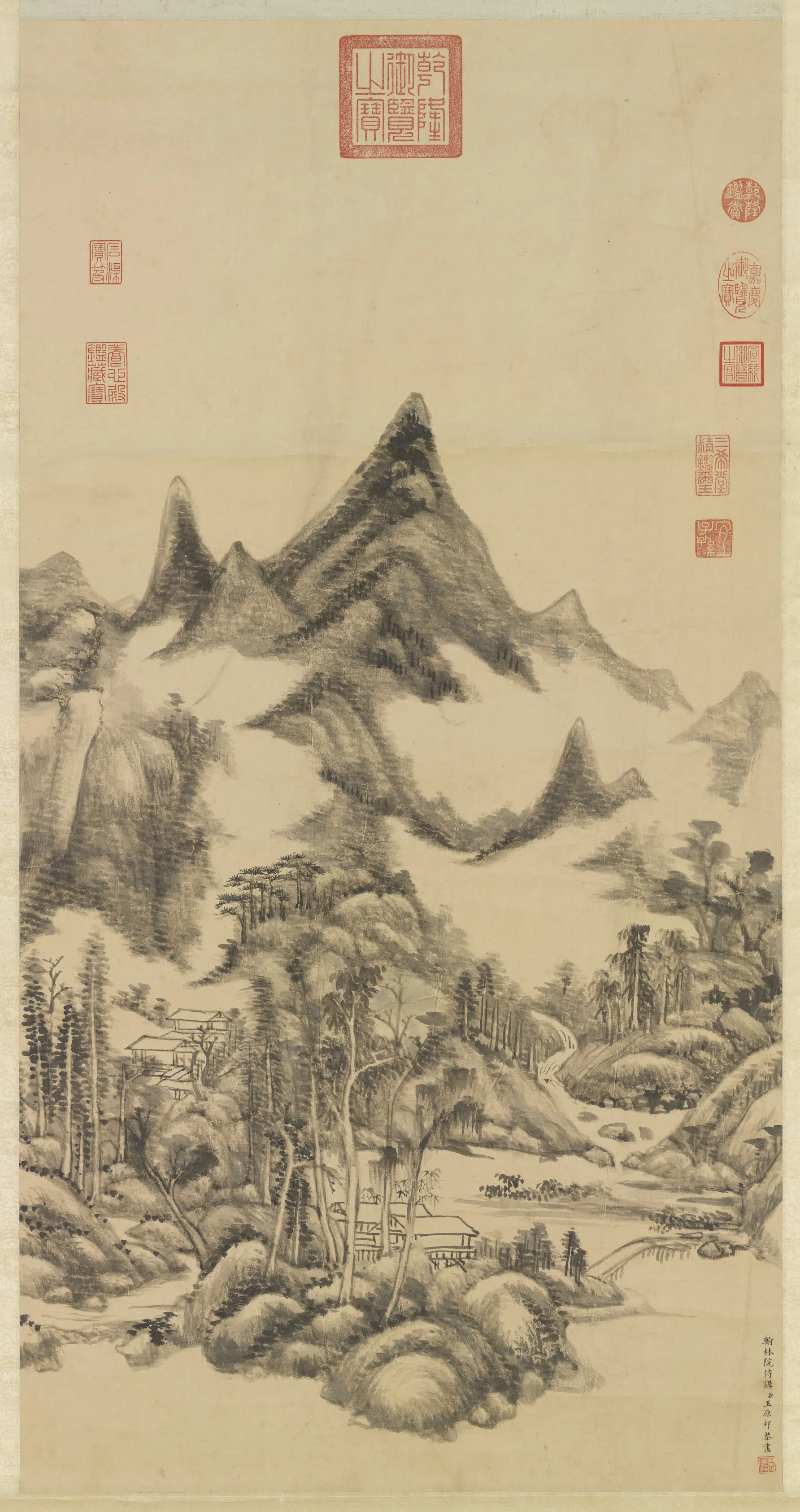 清代【王原祁】《云壑流泉图轴》