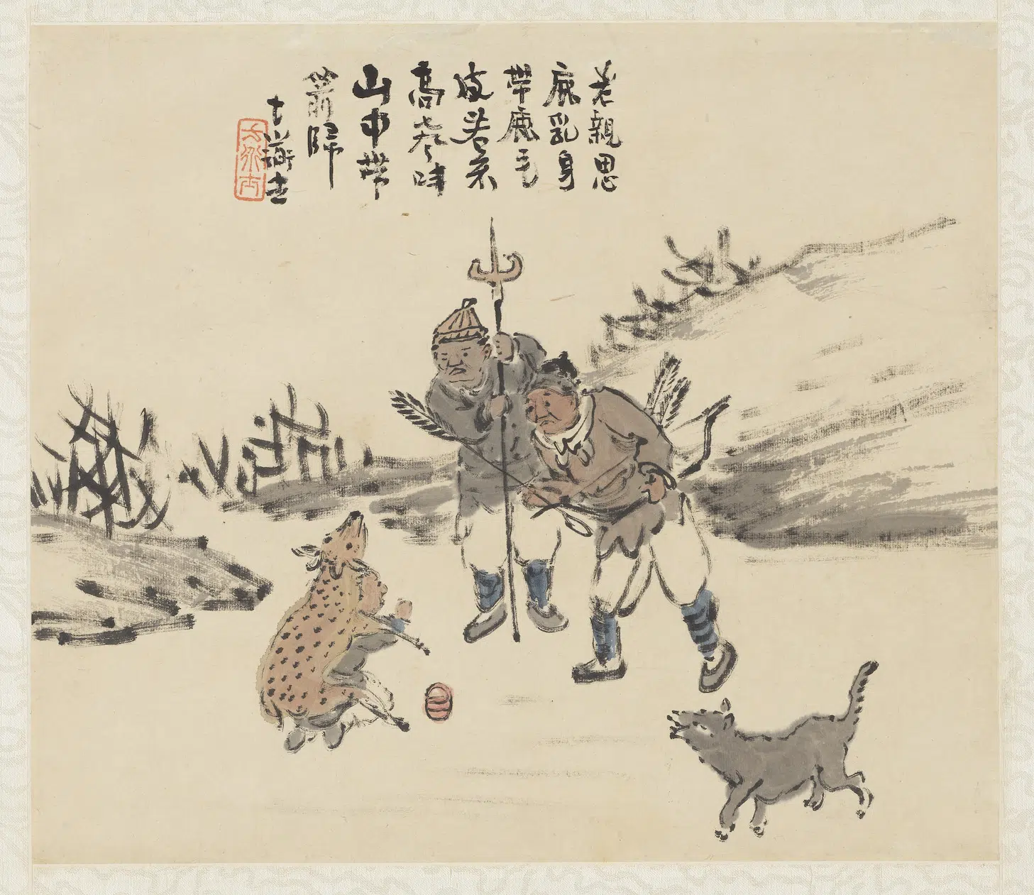 清代【曾衍东】《二十四孝八屏图轴-鹿乳奉亲》