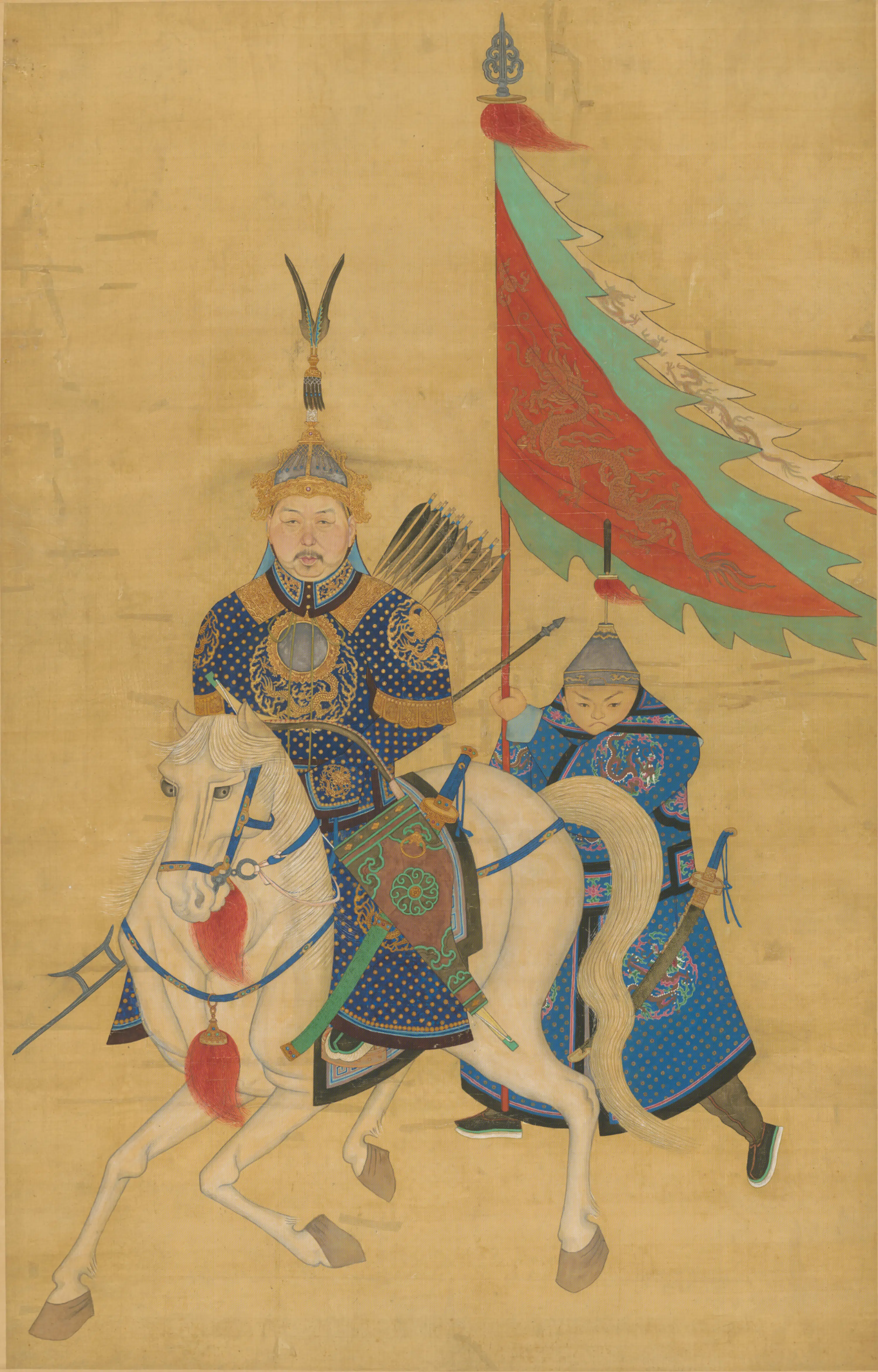 清代【清人】《画武装骑马像轴》