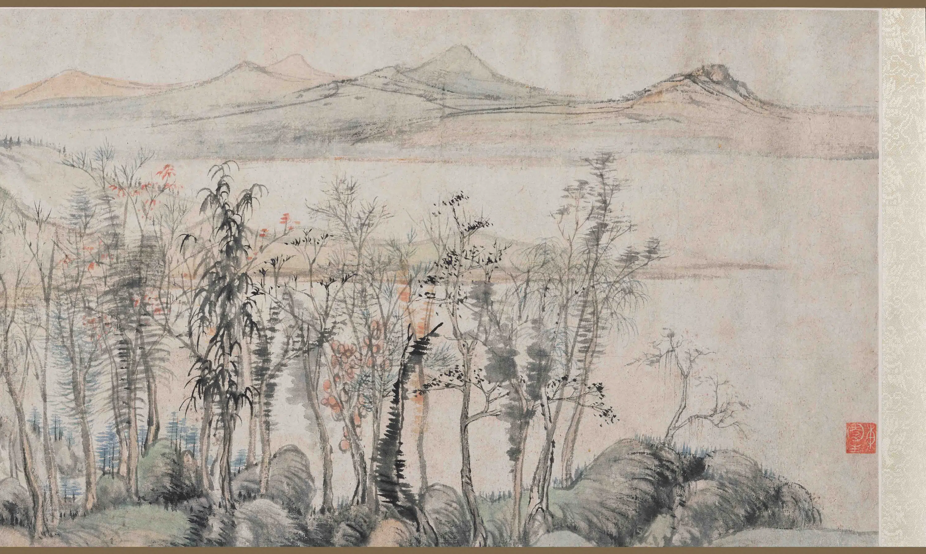 清代【华喦（华岩)】《秋山晚翠图卷》 第3张