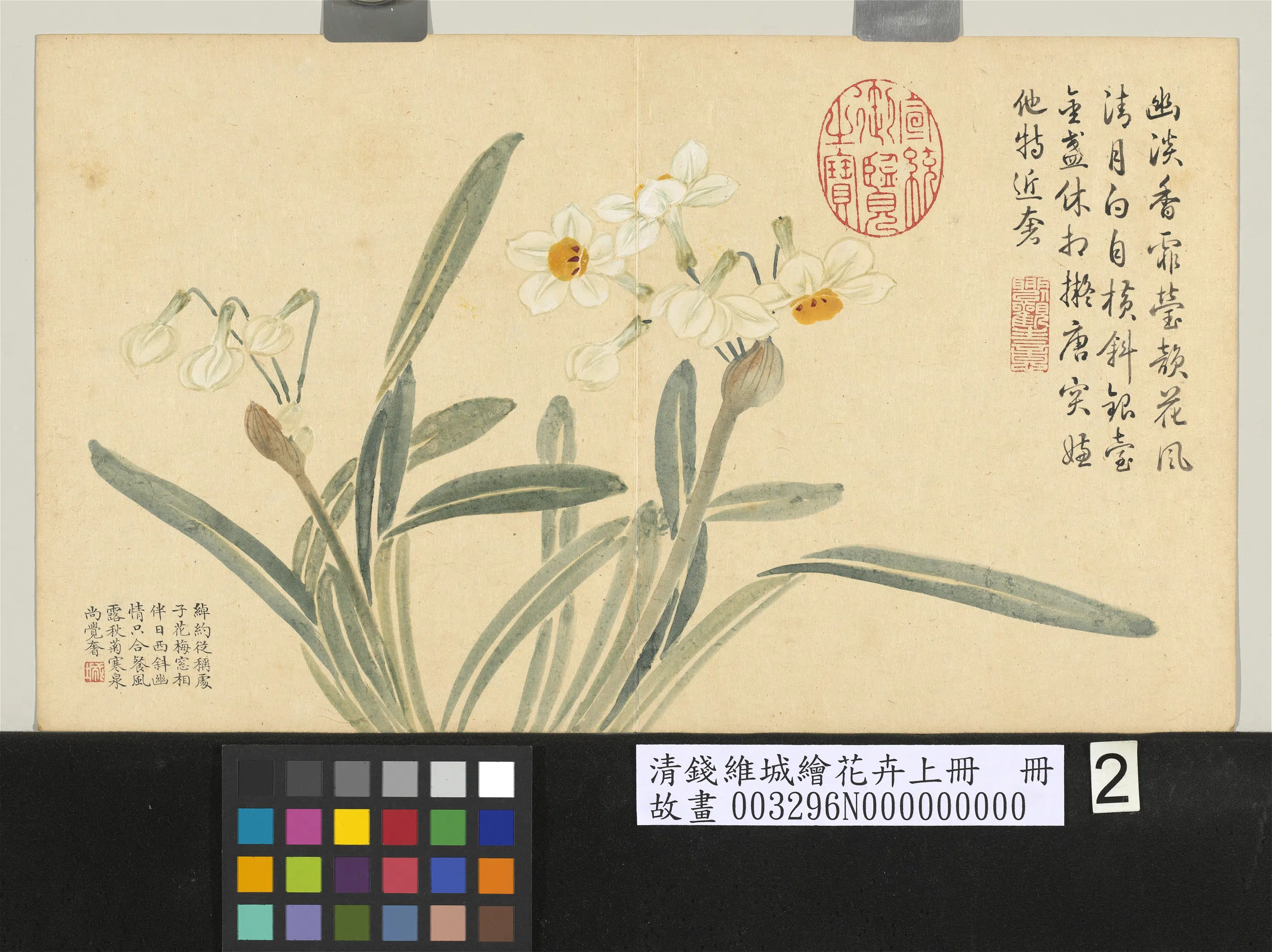清代【钱维城】《绘花卉（上）册水仙》