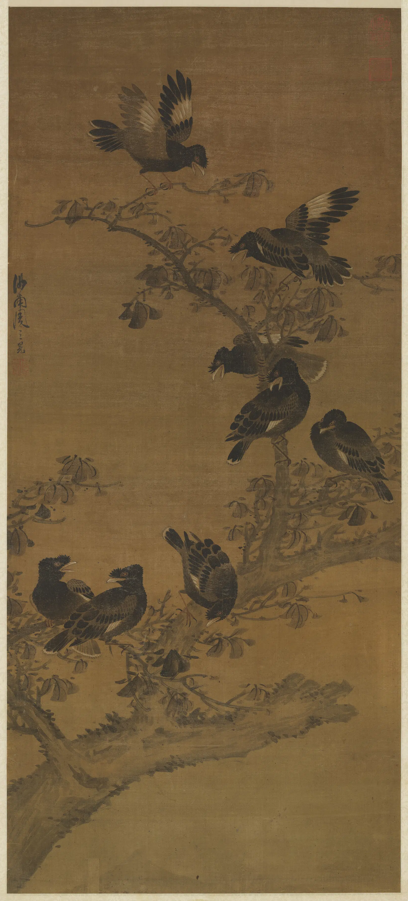明朝【周之冕】《画八百长春图轴》