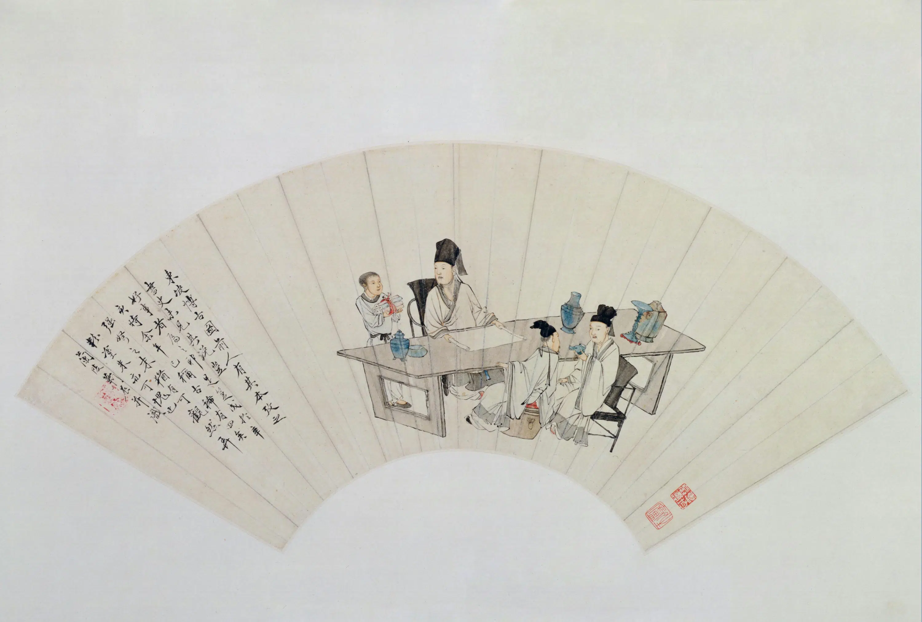 清代【萧晨】《东坡博古图扇页》