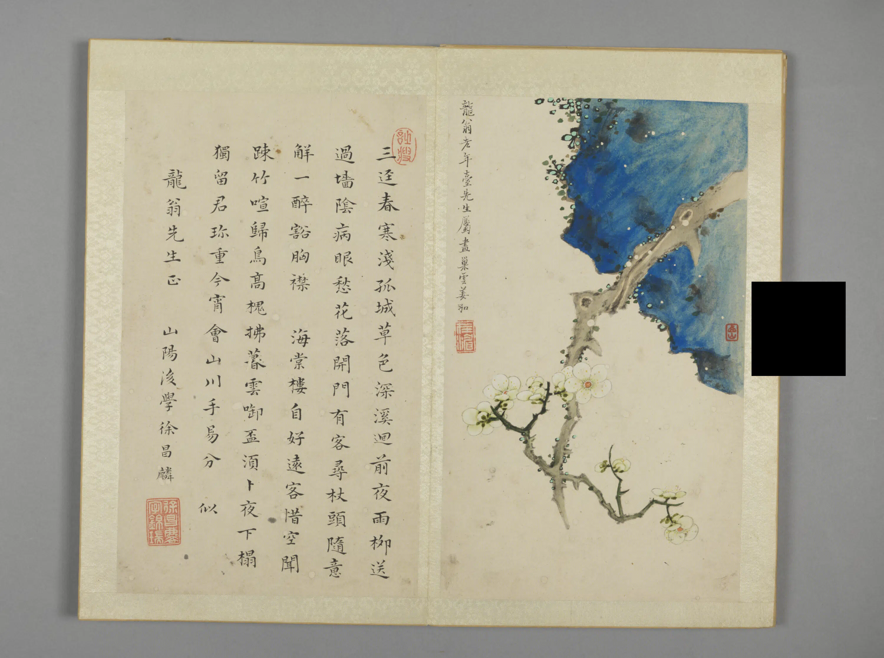 清代【姜泓】《娱目赏心册-梅石册页》 第1张 清代【姜泓】《娱目赏心册-梅石册页》 第1张