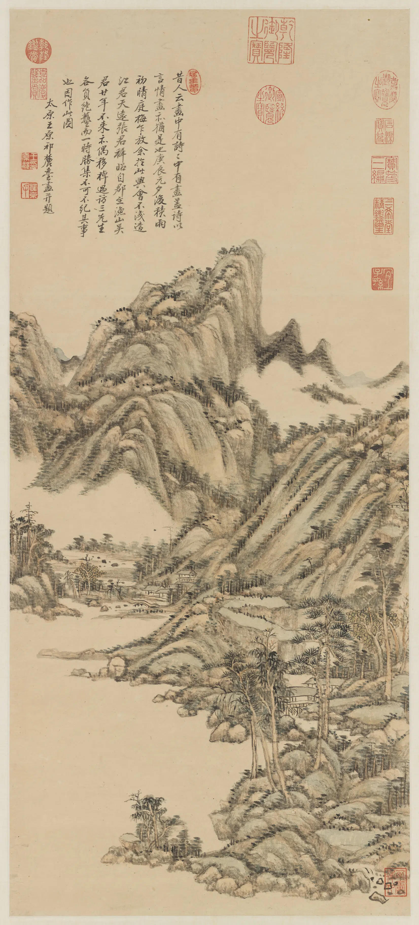 清代【王原祁】《画中有诗图轴》