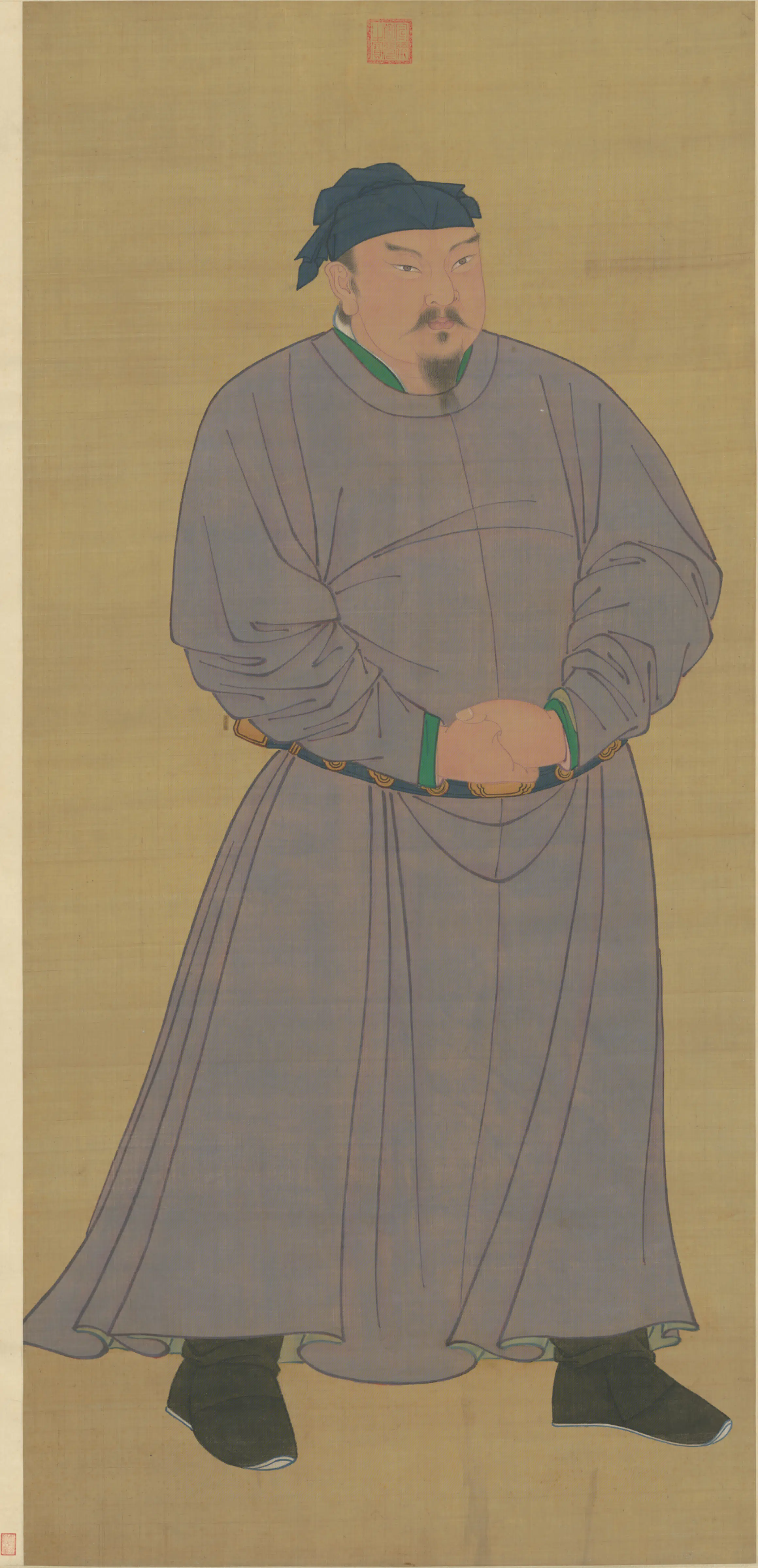 明朝【明人】《画岑彭像轴》 第1张