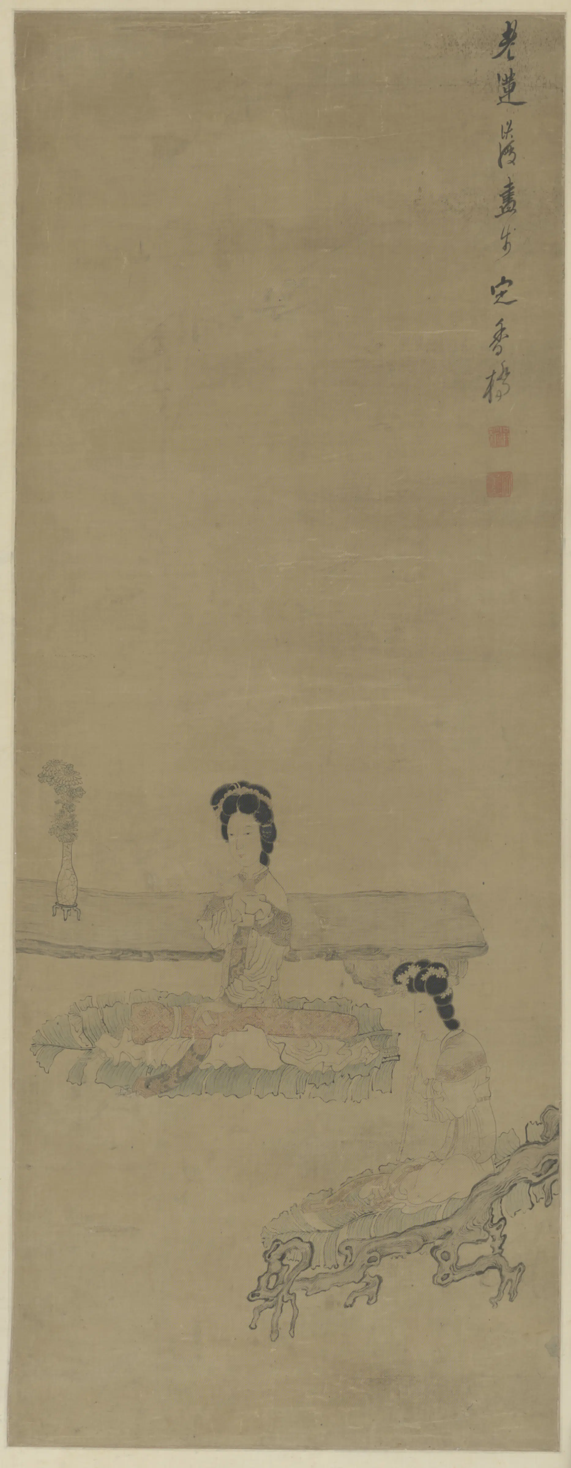 明朝【陈洪绶】《仕女图轴》