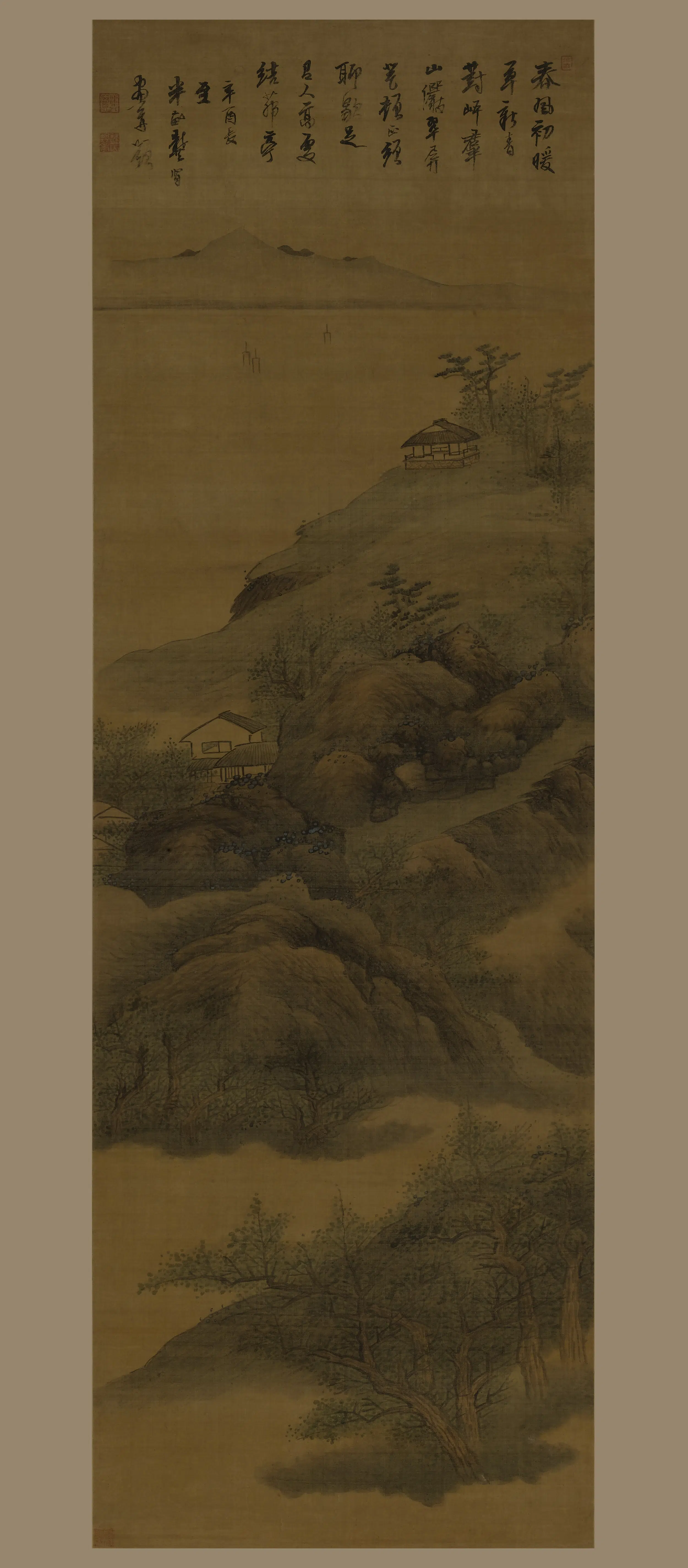 清代【龚贤】《高处茅亭图轴》