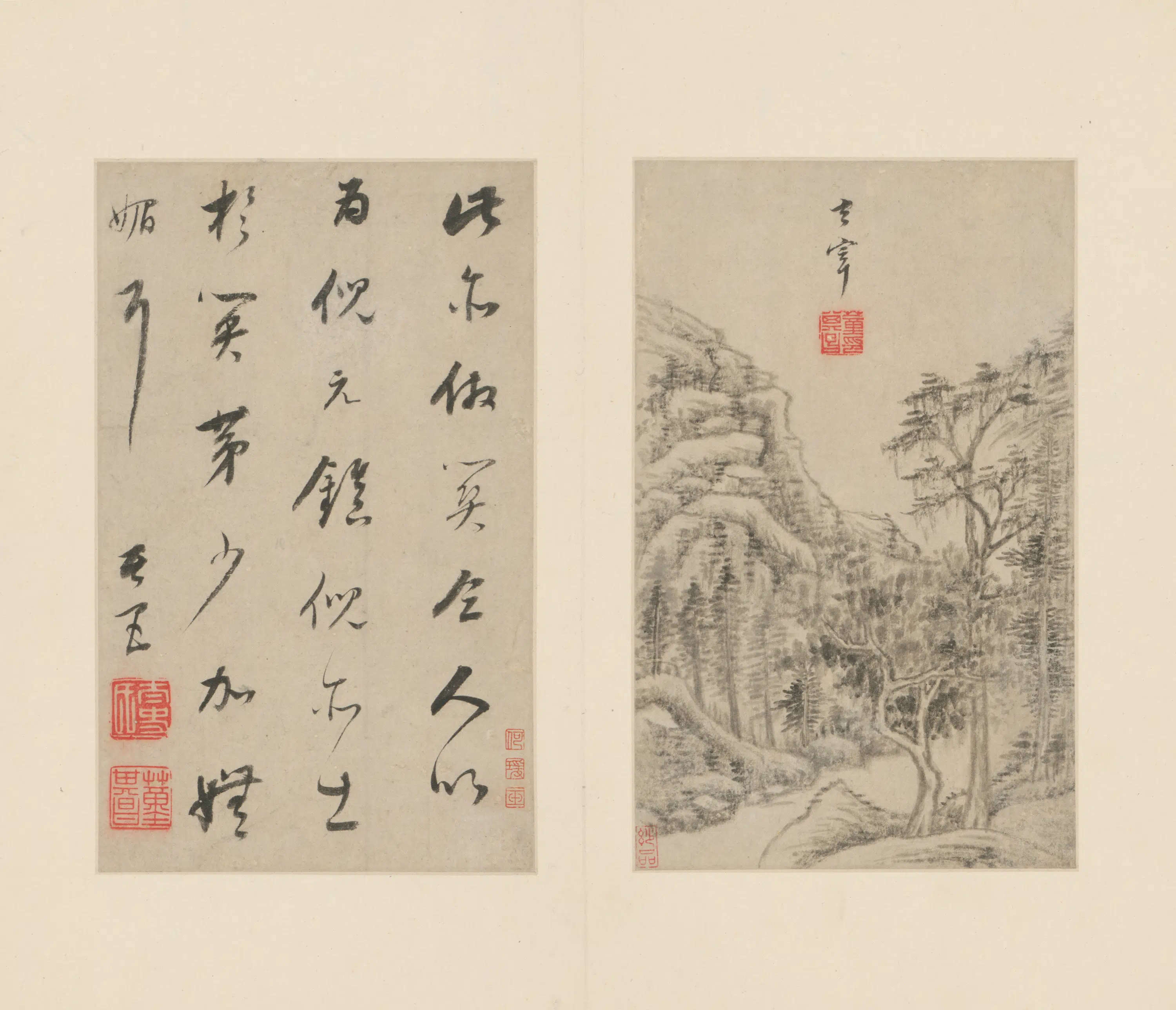 明朝【董其昌】《山水册-1(10开)》 第9张 明朝【董其昌】《山水册-1(10开)》 第9张