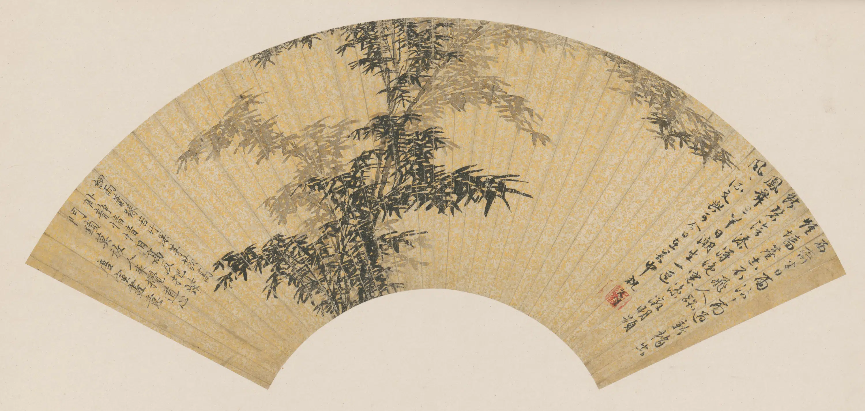 明朝【唐寅】《雨竹扇面》