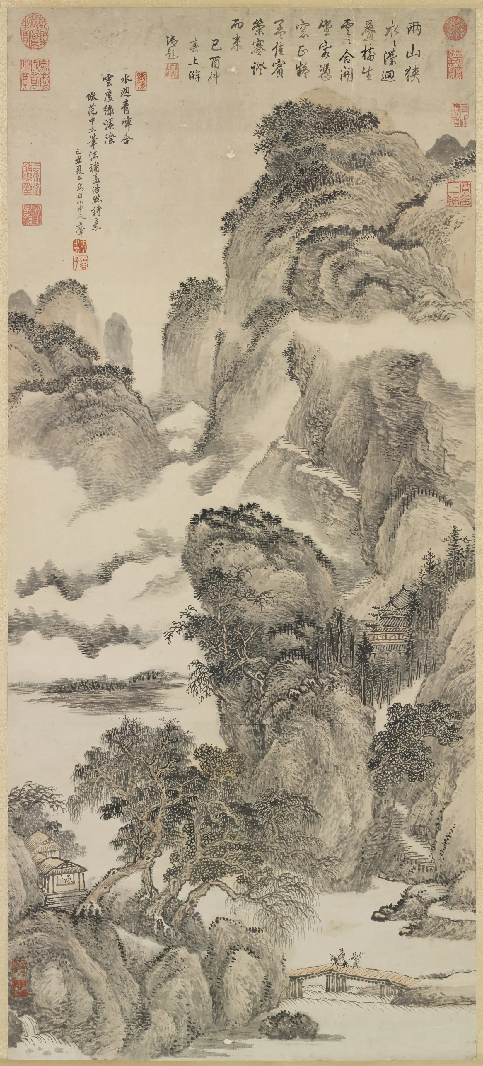 清代【王翚】《画孟浩然诗意图轴》