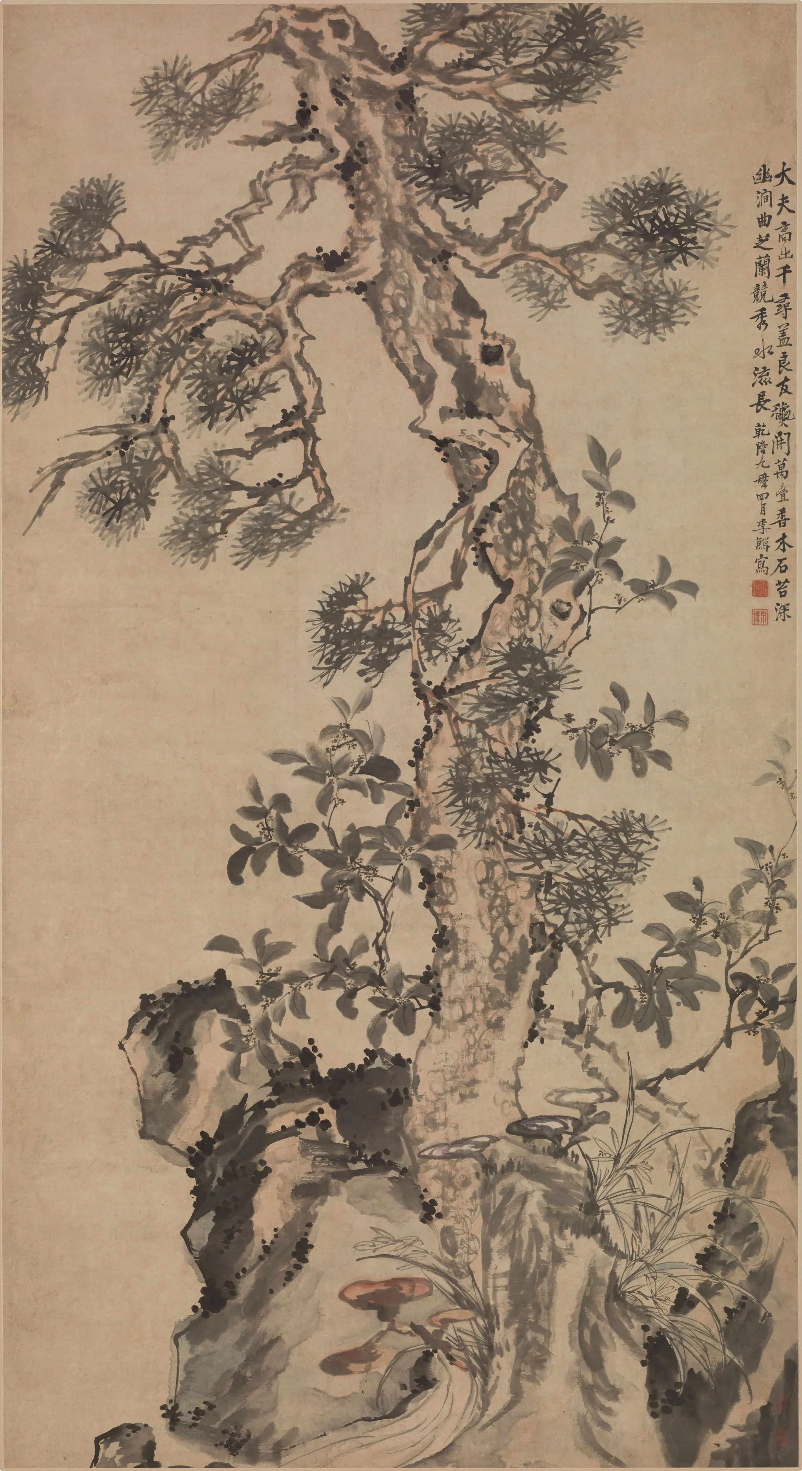 清代【李鱓】《松桂竹兰图轴》
