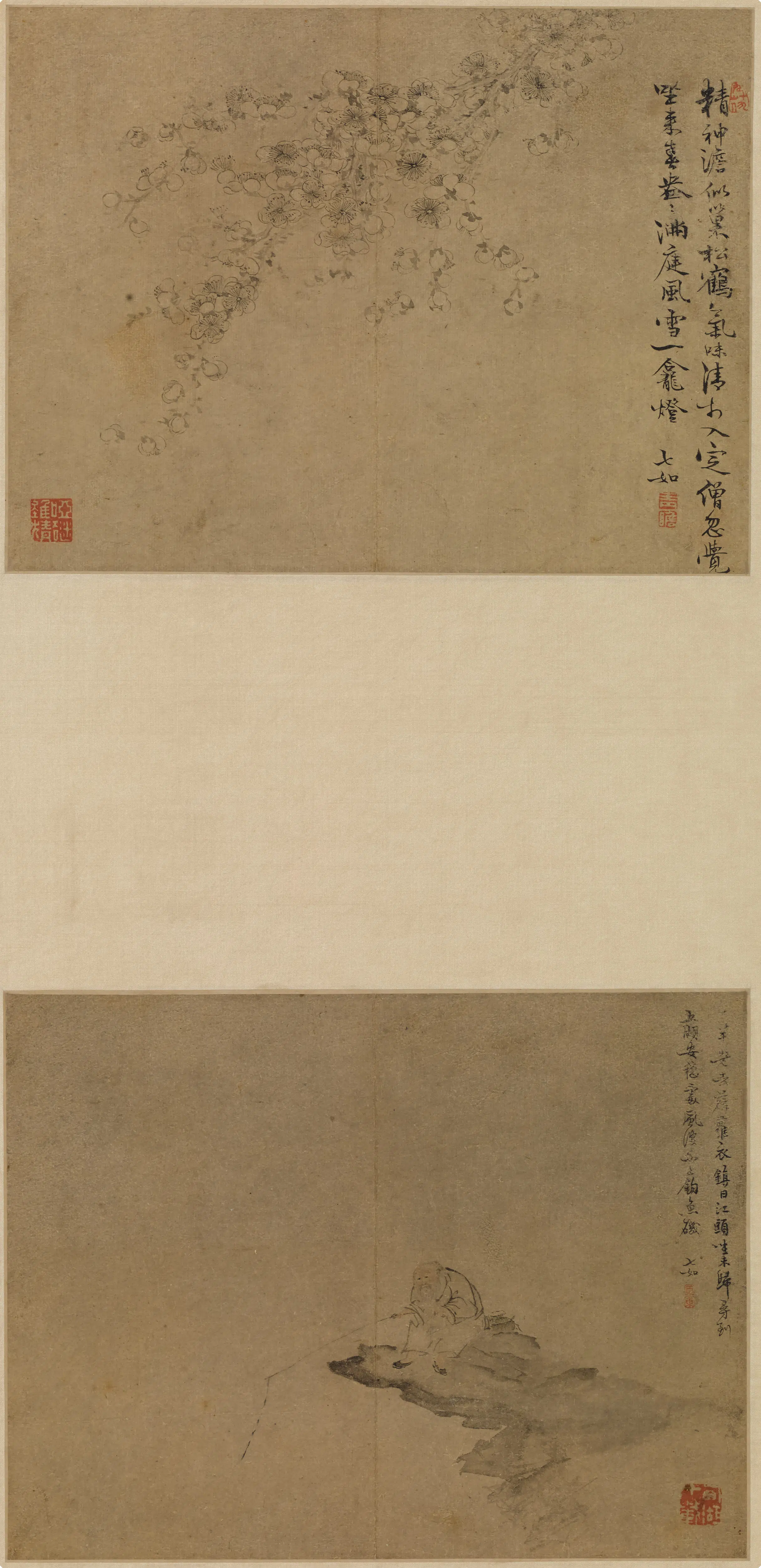 清代【曾衍东】《梅花人物斗方轴》