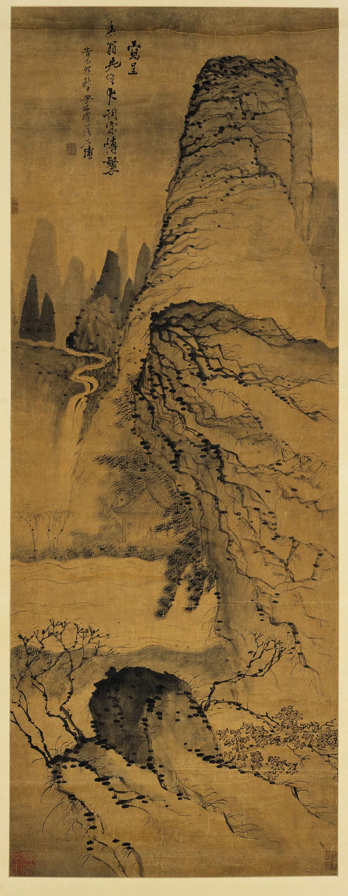 清代【石涛】《松阁临泉图轴》