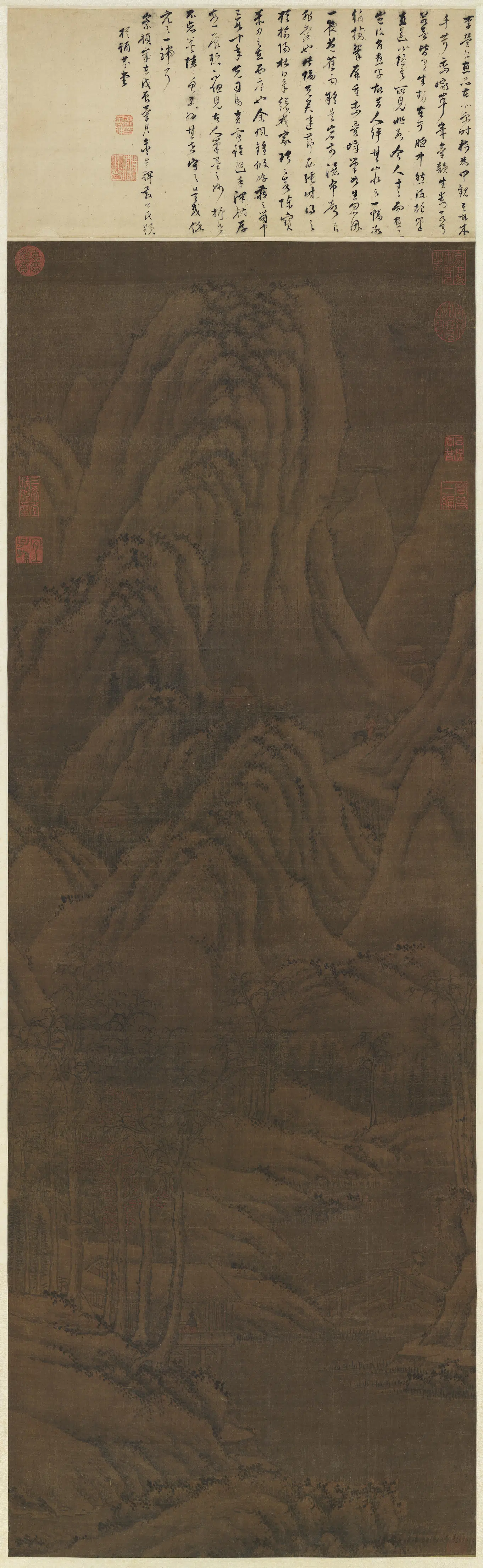 北宋【李成】《秋山萧寺图轴》