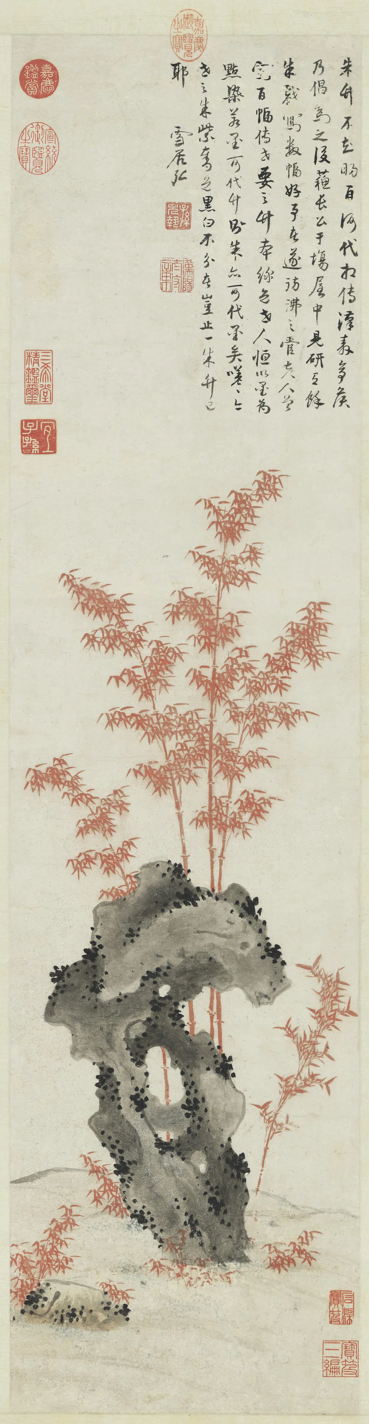 明朝【孙克弘】《画朱竹图轴》