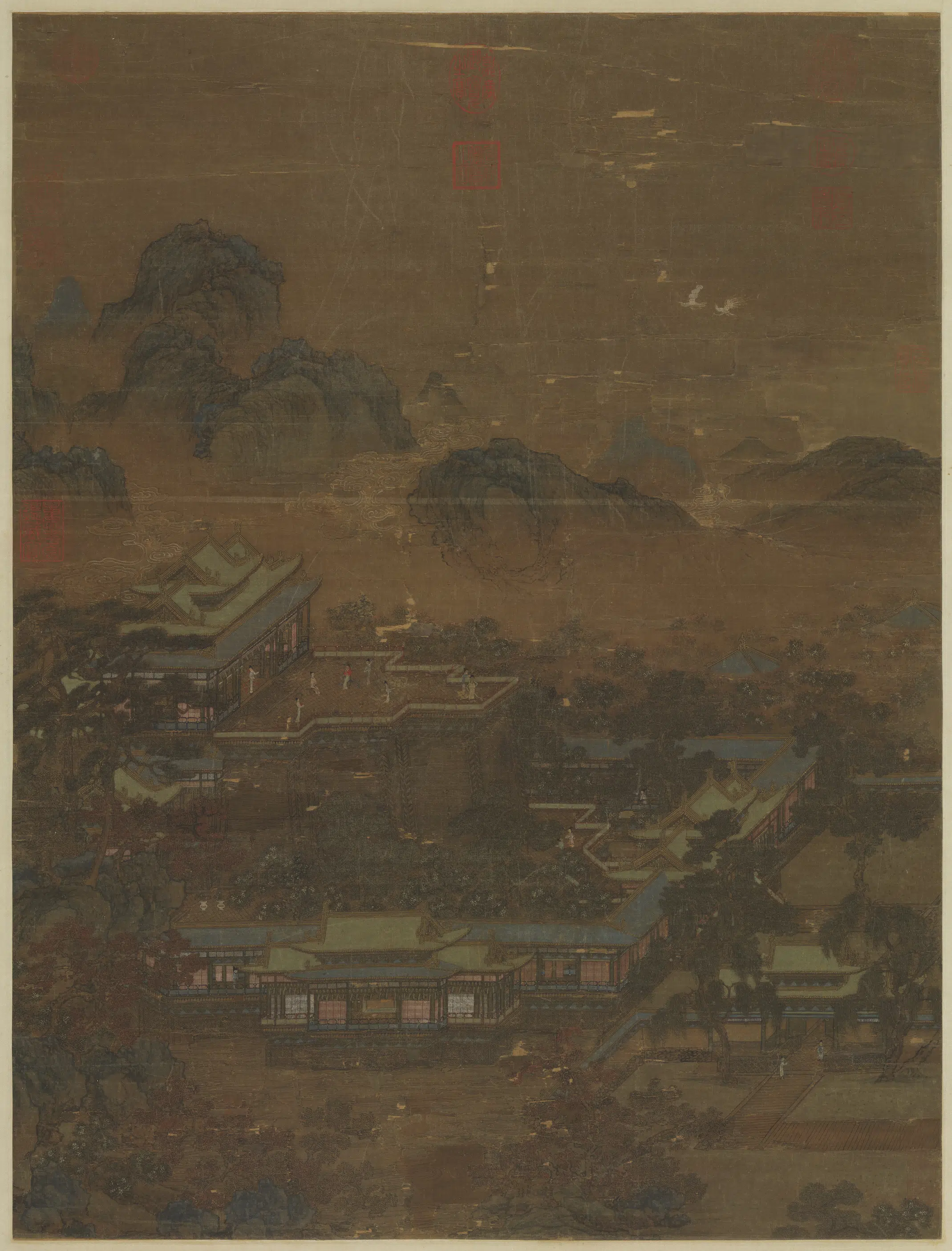 南宋【赵伯驹】《阿阁图轴》